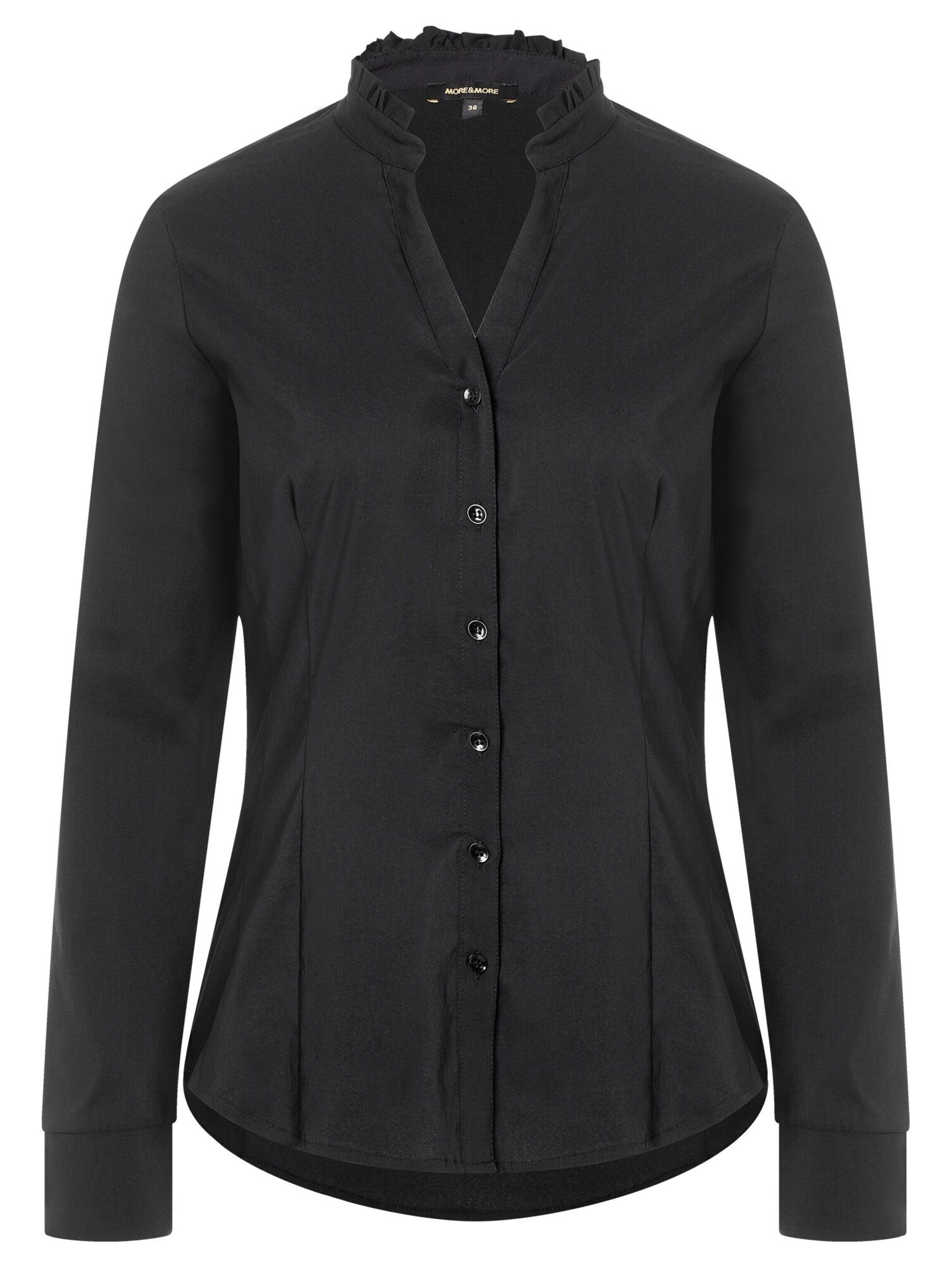 Langarmbluse Stretchbluse, Rüschenkragen