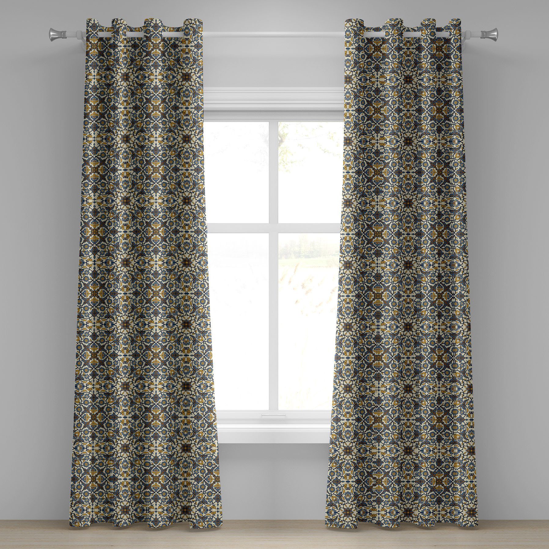 Gardine Dekorative Türkisch-Muster 2-Panel-Fenstervorhänge Blume Schlafzimmer Wohnzimmer, Abakuhaus, für