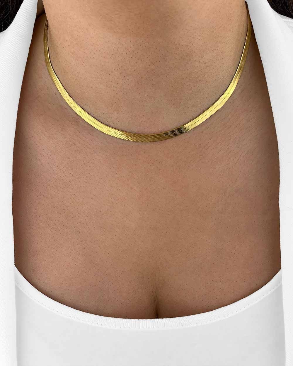 DANIEL CLIFFORD Schlangenkette 'Jasmine' Damen Halskette Silber 925 vergoldet Choker (inkl. Verpackung), größenverstellbare Silberkette, 4,5mm Breite