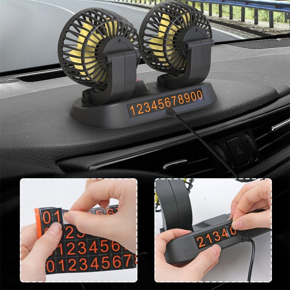Rutaqian Mini Kühllüfter Auto Doppelkopf USB-Ventilator Ventilator Mini für Tischventilator Klein