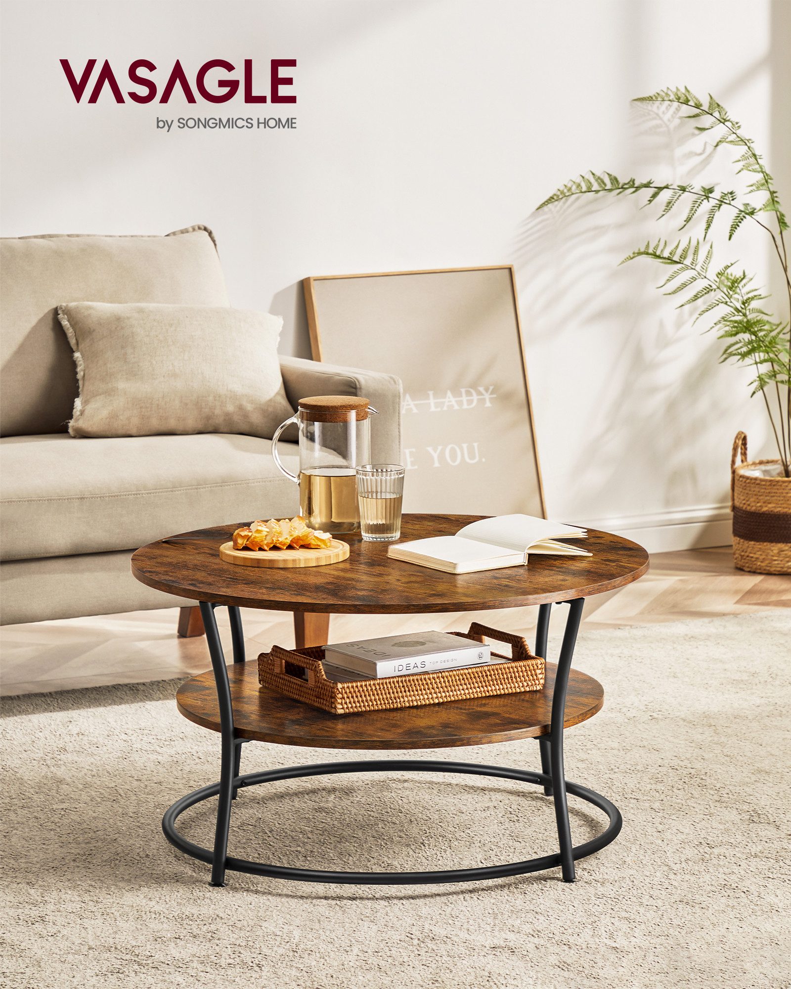 VASAGLE Couchtisch, Wohnzimmertisch, Sofatisch, Ø 80 günstig online kaufen