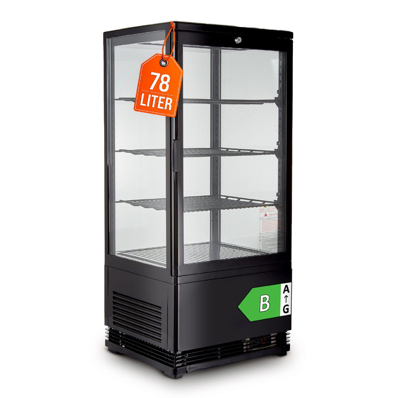 GastroHero Kühlschrank Kühlvitrine 78 L - LED mit Glastür I abschließbar KV-78S, 95.5 cm hoch, 42.5 cm breit