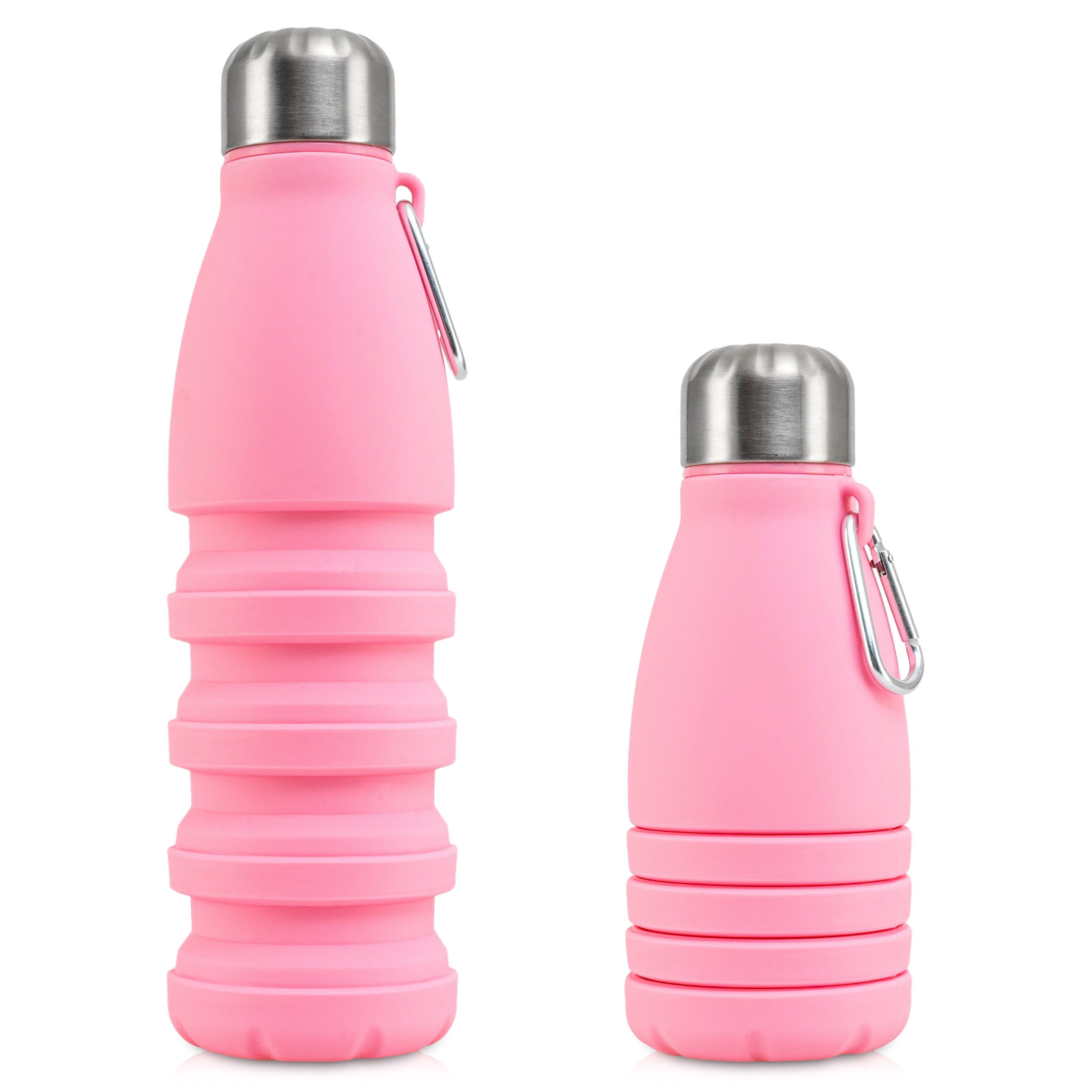 Trinkflasche Wasserflasche Faltbare in aus Rosa - (550ml) Silikon Perfekto24 Trinkflasche