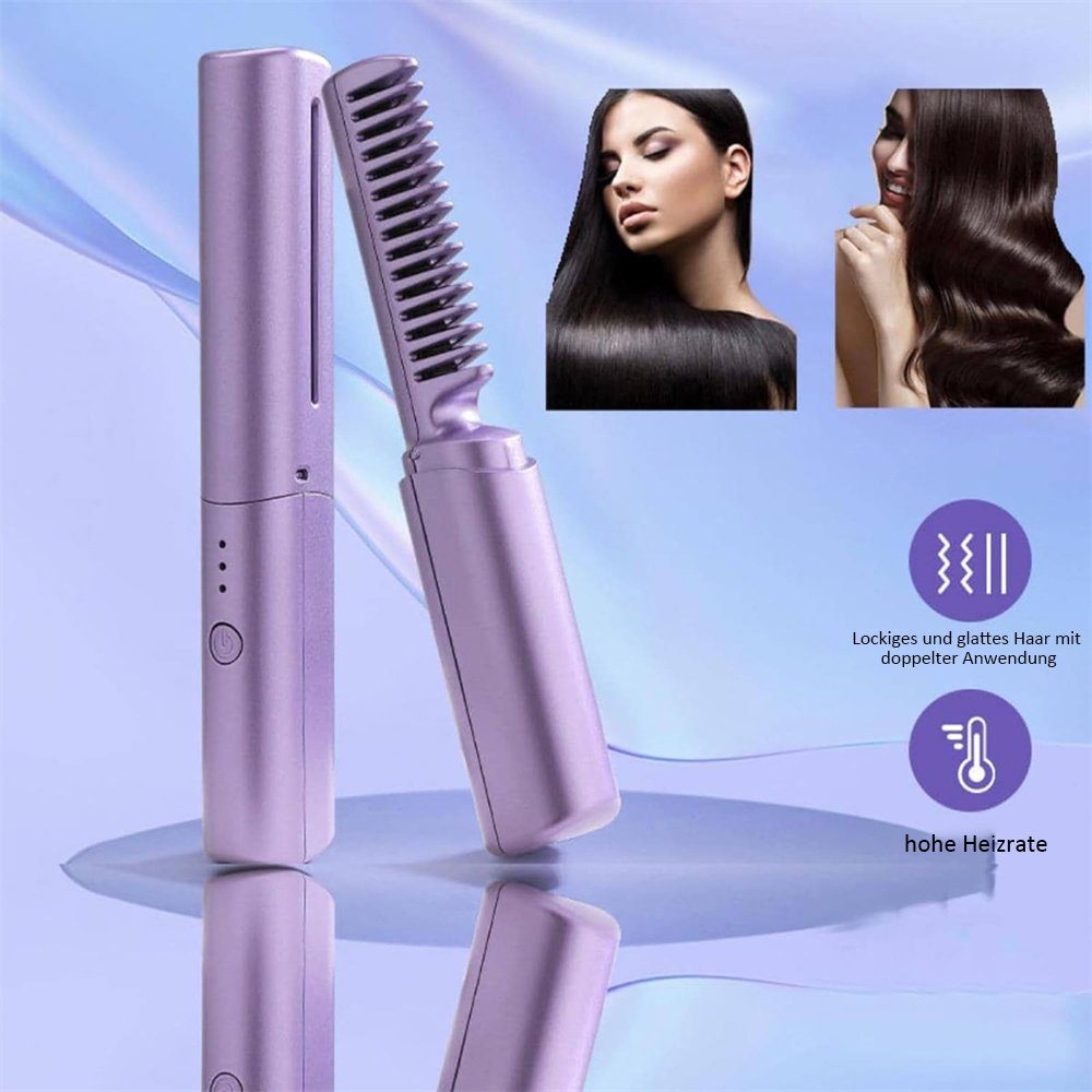 Mini-Haarglätter unterwegs tragbare – Purple mit für Haarspange Ionen TUABUR Glättungsbürste