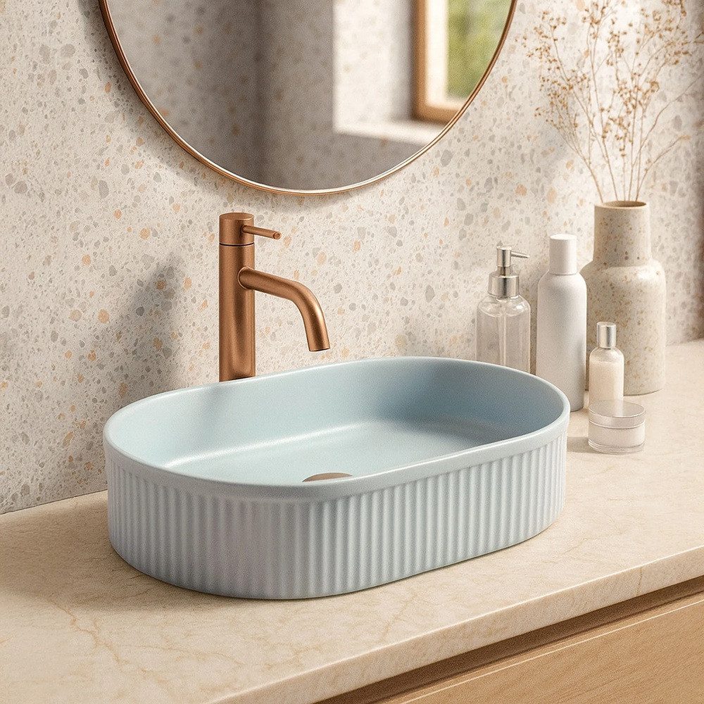 wohnwerk.idee Aufsatzwaschbecken Waschbecken Waschtisch Bunt Blau Pink Matt Design