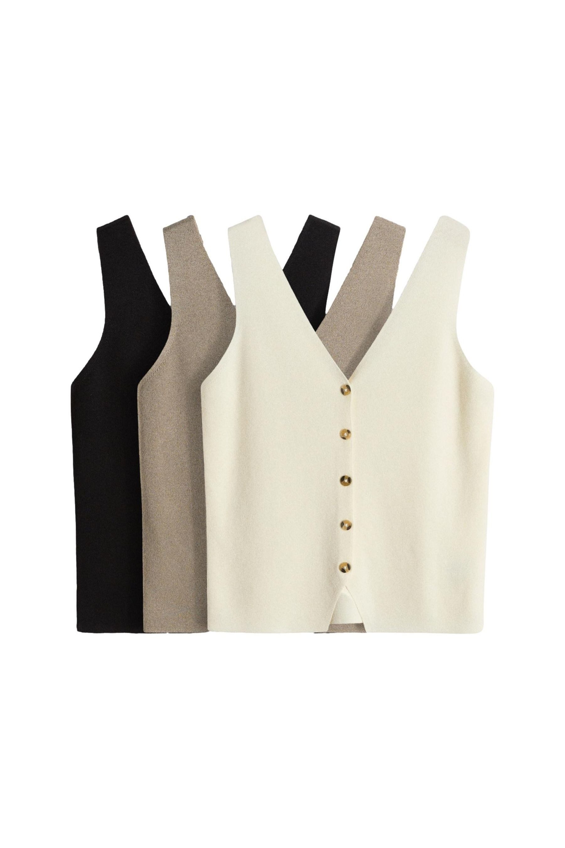 The Set Anzugweste The Set Strickweste mit Knopfleiste, 3er-Pack (3-tlg)