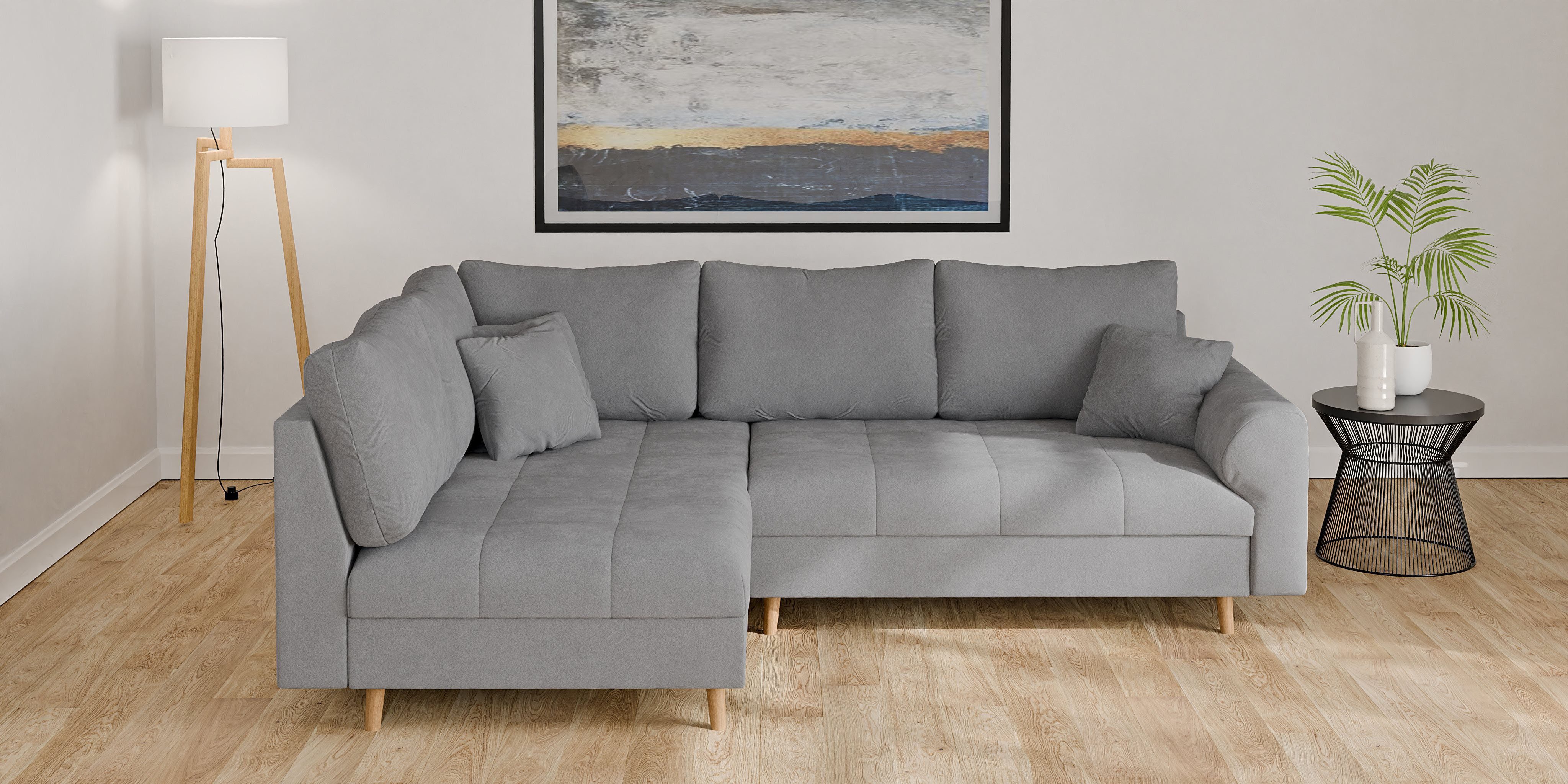 Home affaire Ecksofa CHARRE L-Form mit Ottomane, Maße B/T/H: 231/161/81 cm, feine Steppung, lose Rücken- und Zierkissen, auch in Cord und Bouclé