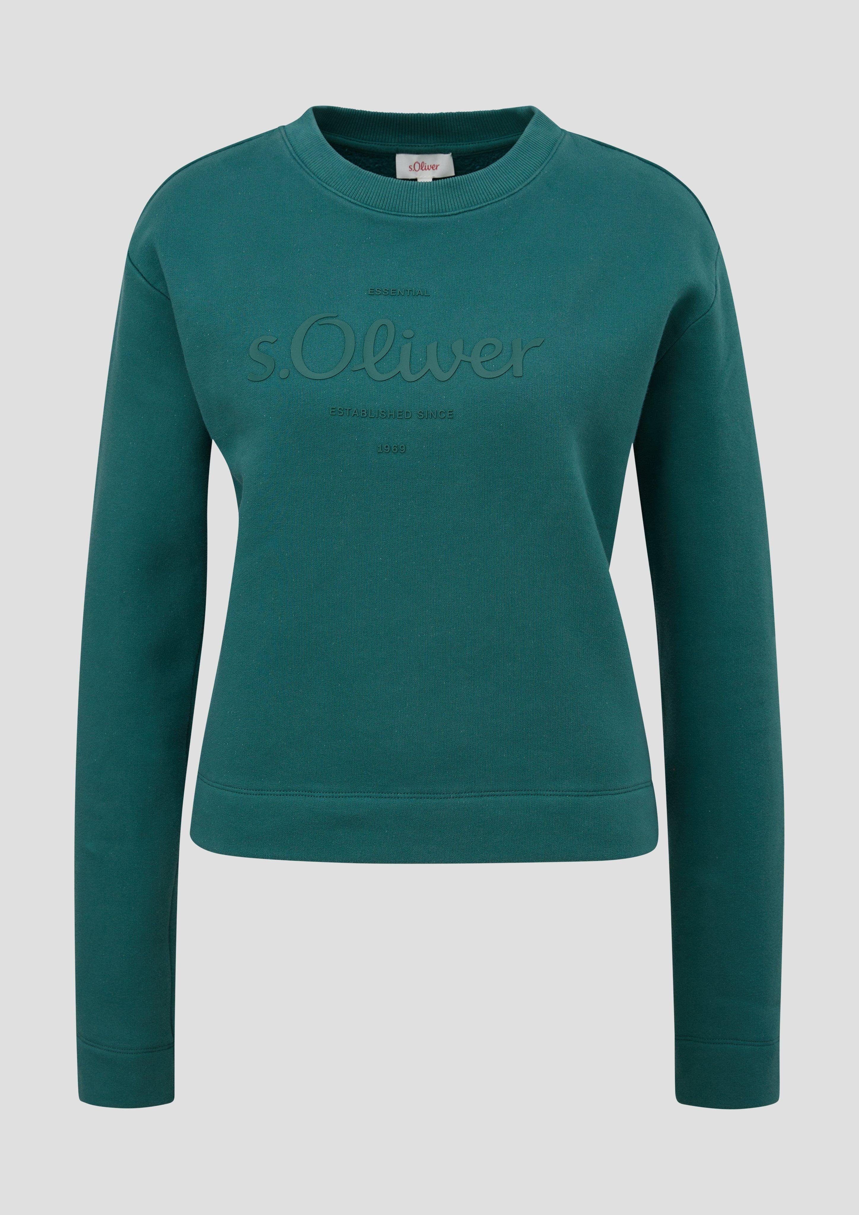 Sweatshirt Sweatshirt s.Oliver Logo-Print mit petrol