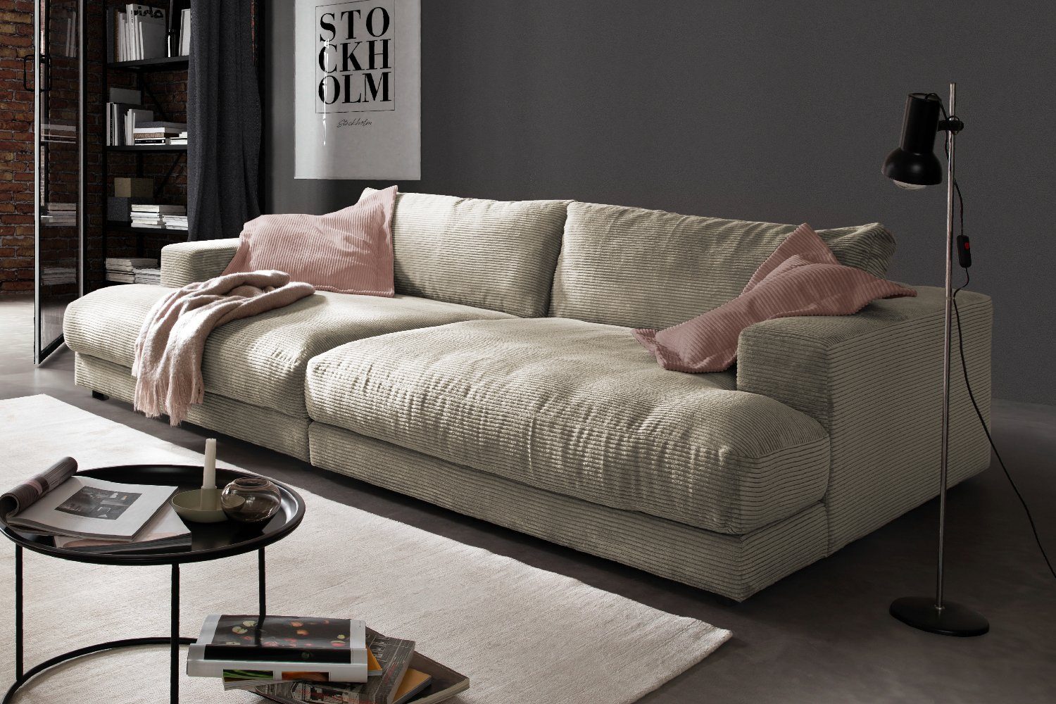 Stoff Big-Sofa KAWOLA Cord verschiedene Sofa od. MADELINE, Farben