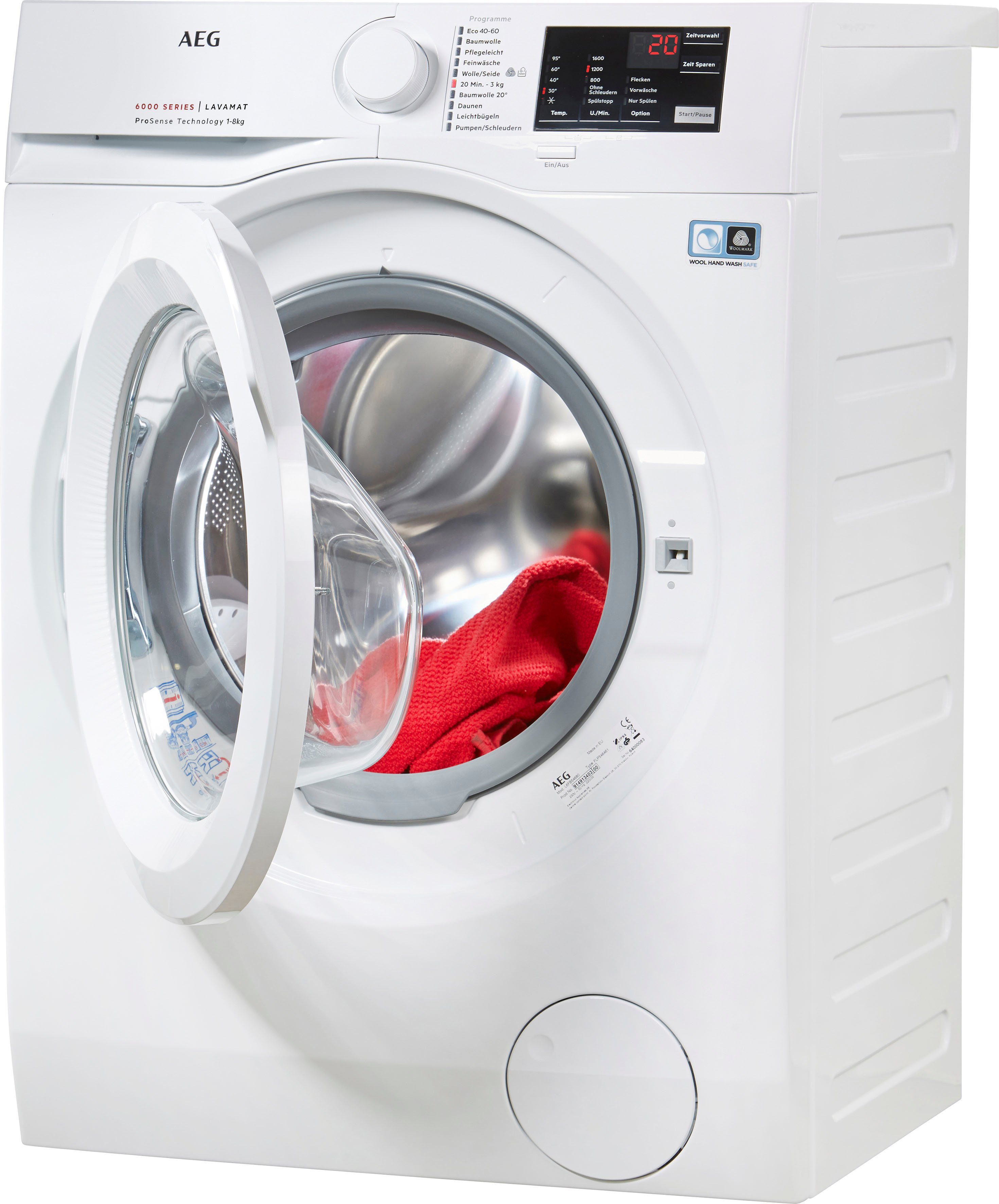 Image of AEG Waschmaschine L6FB48FL, 8 kg, 1400 U/min, ProSense - Mengenautomatik