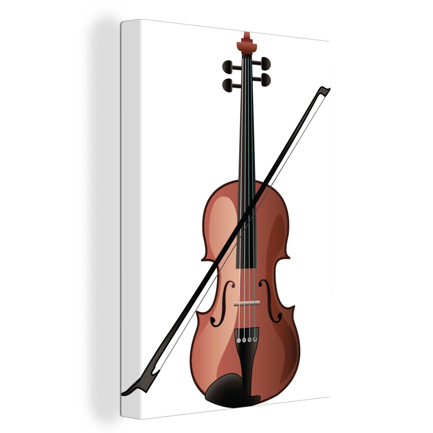 OneMillionCanvasses® Leinwandbild Illustration einer Geige mit Bogen, (1 St), Leinwandbild fertig bespannt inkl. Zackenaufhänger, Gemälde, 20x30 cm