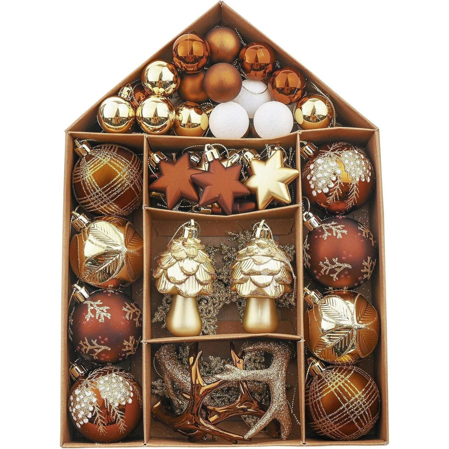 LuxusKollektion Christbaumschmuck Weihnachtskugeln 70 Stücke Kunststoff Christbaumkugeln Wald Thema