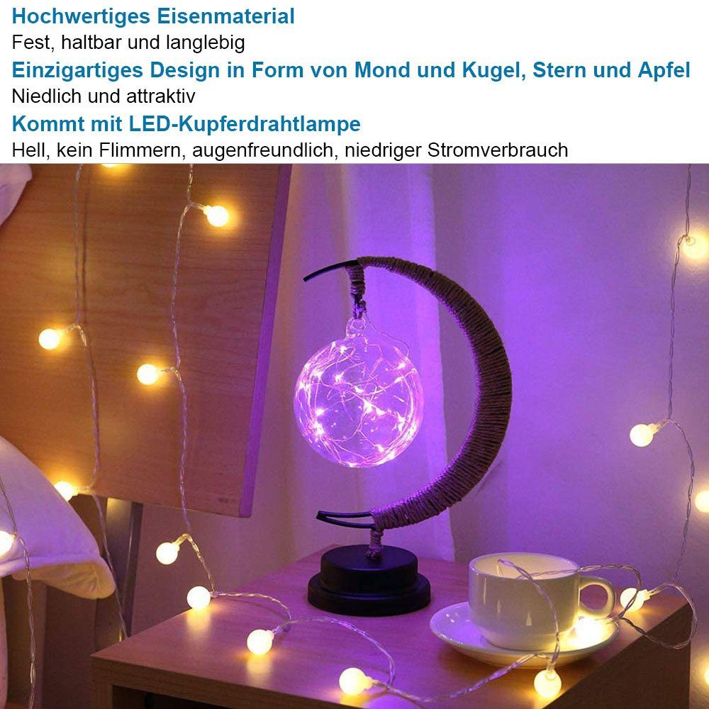 Ball mit Nachtlicht, Weiß, Lila, Rosnek LED LED Led Kupferdraht, USB-betrieben, Glas Dekolicht Warmes Blau, Dekolicht, Mehrfarbig