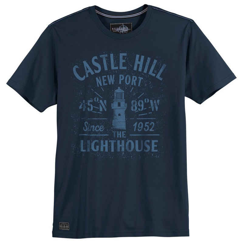 redfield Rundhalsshirt Große Größen Herren Redfield T-Shirt navy Castle Hill