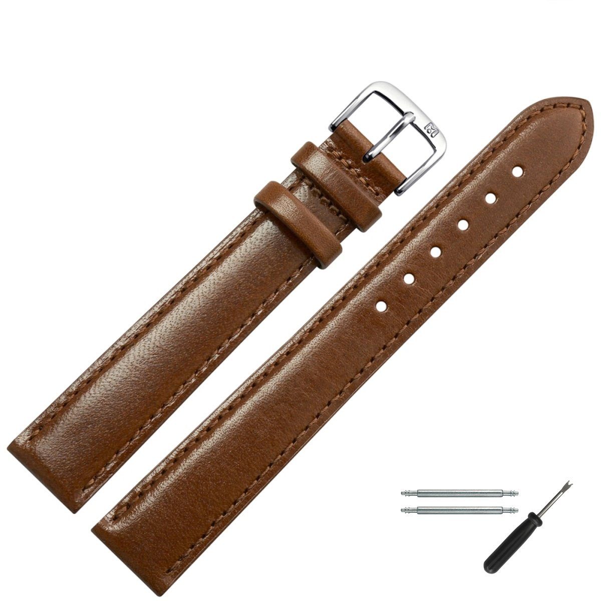 MARBURGER Uhrenarmband 22mm Leder XL Extra Lang