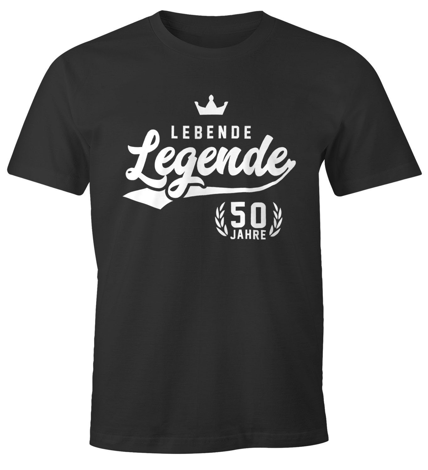 MoonWorks Print-Shirt Herren T-Shirt Lebende Moonworks® 50 Legende schwarz Fun-Shirt Object]. Athletic Krone [object Geburtstag Print mit