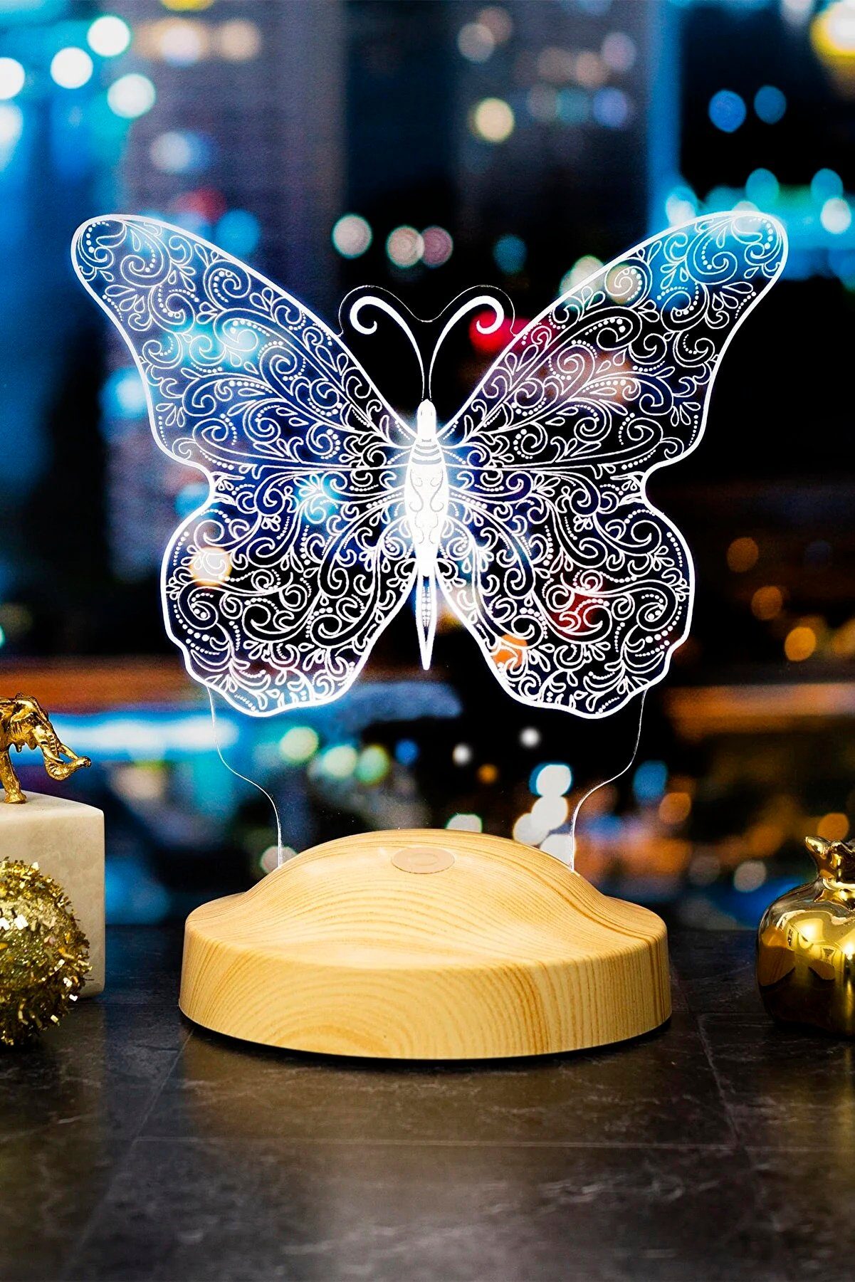 LED 7 Enkelin, Geburtstagsgeschenk, für fest Butterfly Schmetterling Geschenkelampe integriert, Leuchte Mädchen Weihnachtsgeschenk Farben Nachttischlampe Tochter, 3D Gravur Nachtlicht