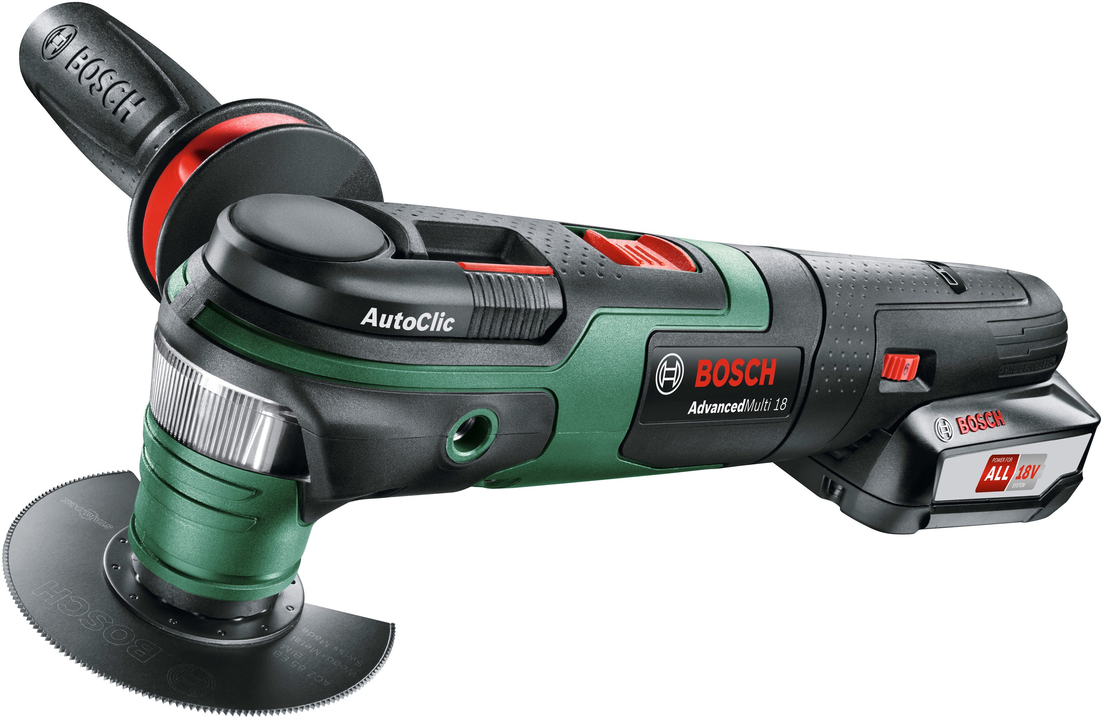 Bosch Home & Garden mit 18, 18 Set, Ah Zubehörset, Ladegerät AdvancedMulti und 18V/2,5 V, Akku Akku-Multifunktionswerkzeug