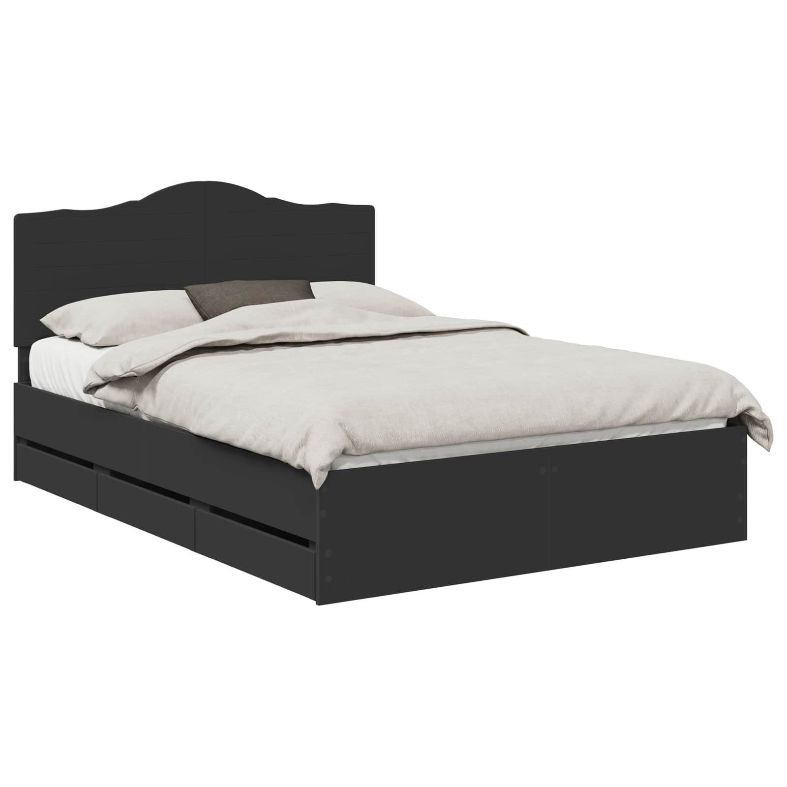 vidaXL Bettgestell Bettrahmen mit Schubladen Schwarz 160 x 200 cm Ingenieurs Holz (1-tlg)