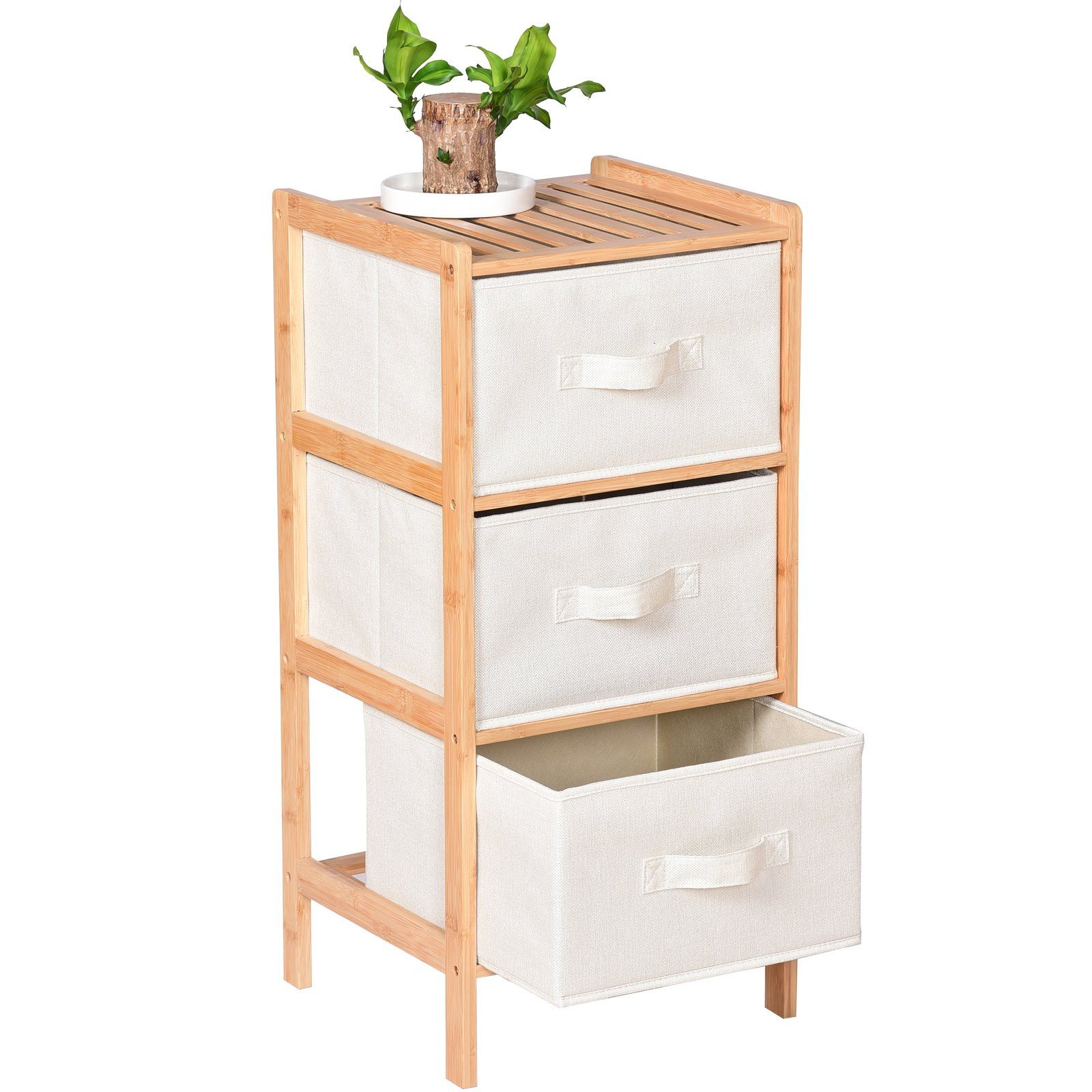 BEGRYF Badregal Bambusregal mit 3 Stoffschubladen Natur Beige 37 x 35 x 79 cm – Bild 5 von 5