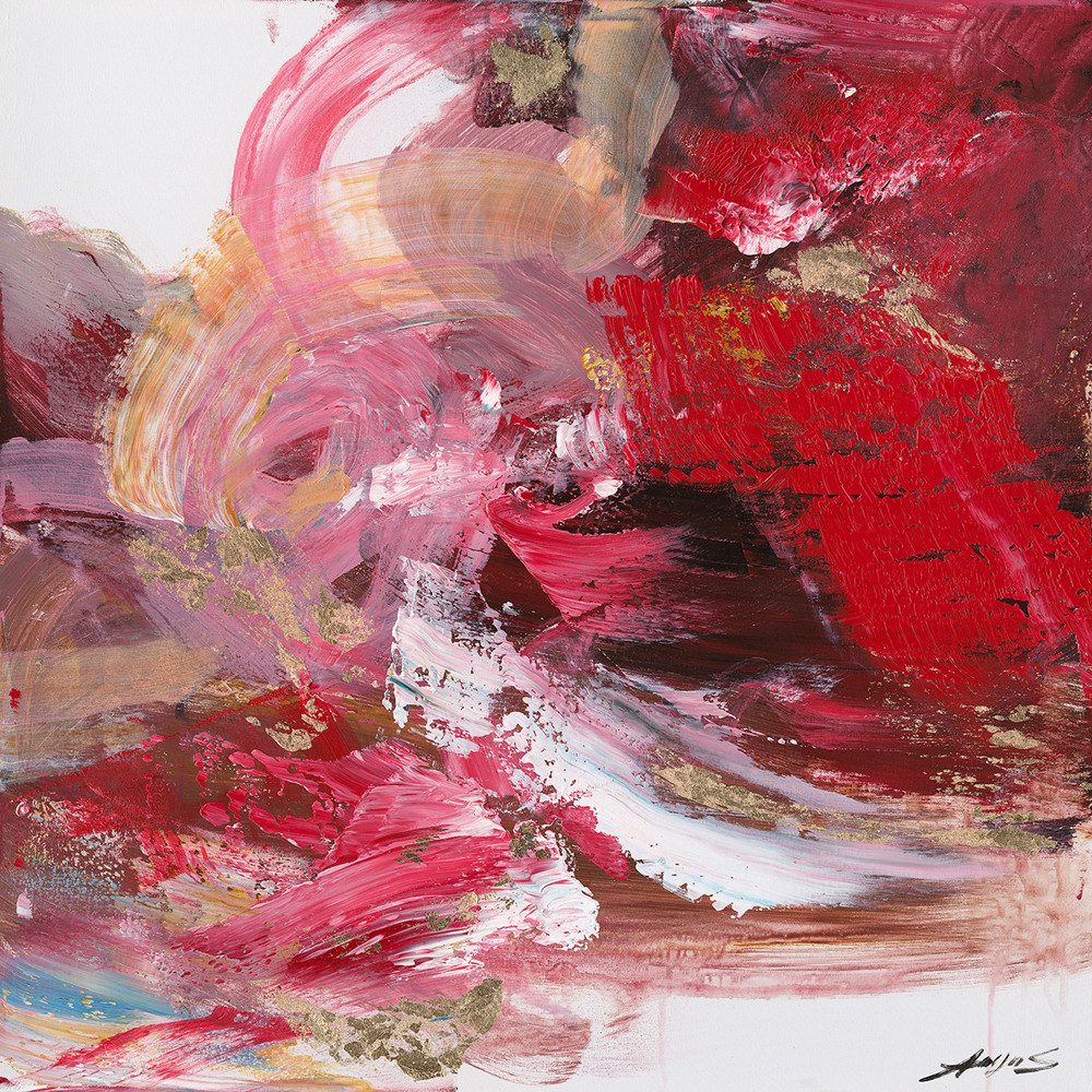 ArtUniverse Gemälde Leinwandbild Schwungvolle Variationen In Rot 80 x 80 cm, Abstrakt