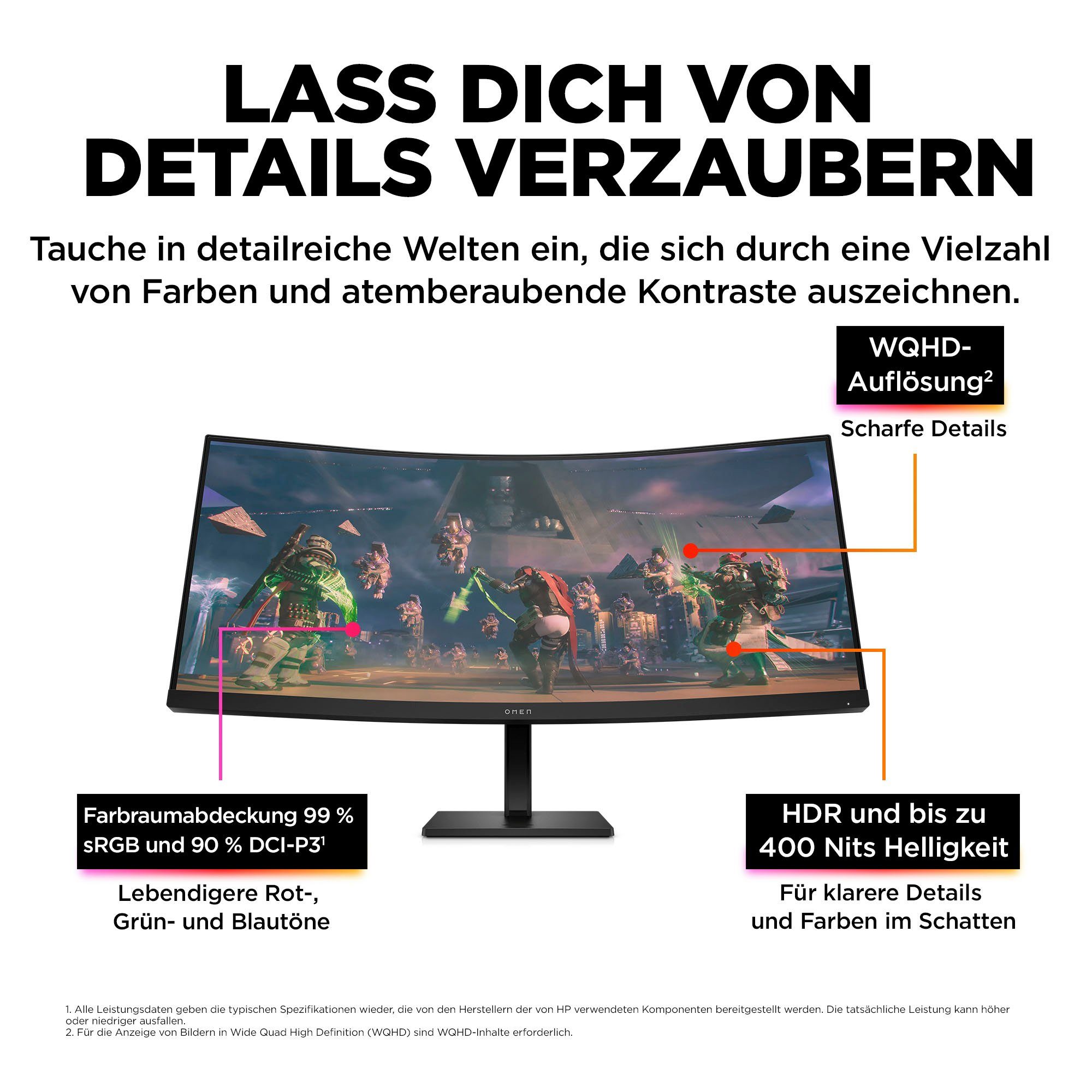 HP OMEN 34c VA (HSD-0159-A) Curved-Gaming-Monitor LED) cm/34 1 165 3440 WQHD, 1440 Reaktionszeit, px, Hz, ms ", x (86,4