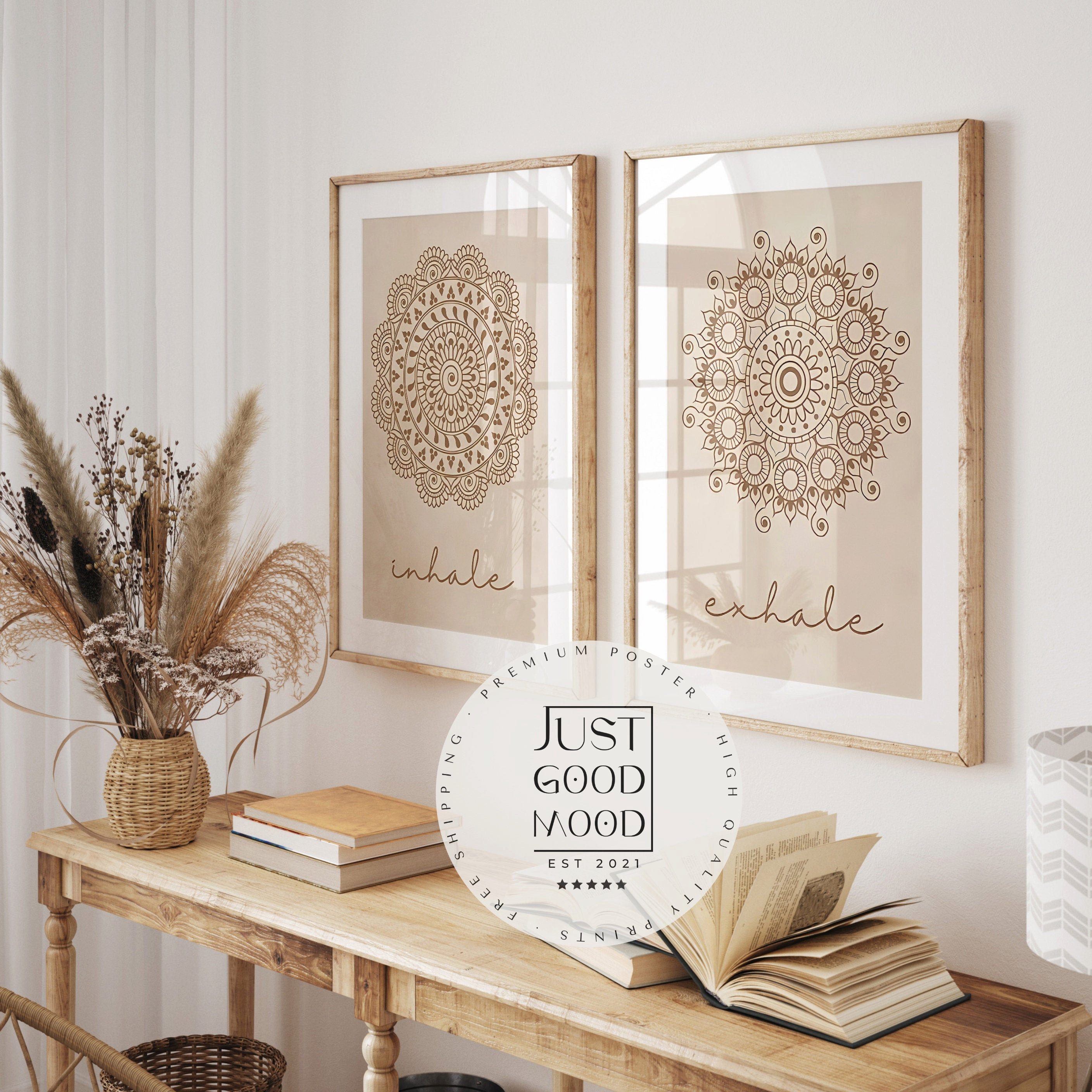 JUSTGOODMOOD Poster Poster Yoga Einatmen Ausatmen Mandala Wand Deko Print o günstig online kaufen