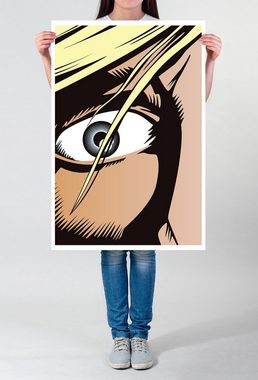 Sinus Art Poster Mann mit aufgerissenen Augen im Pop Art Stil 60x90cm Poster