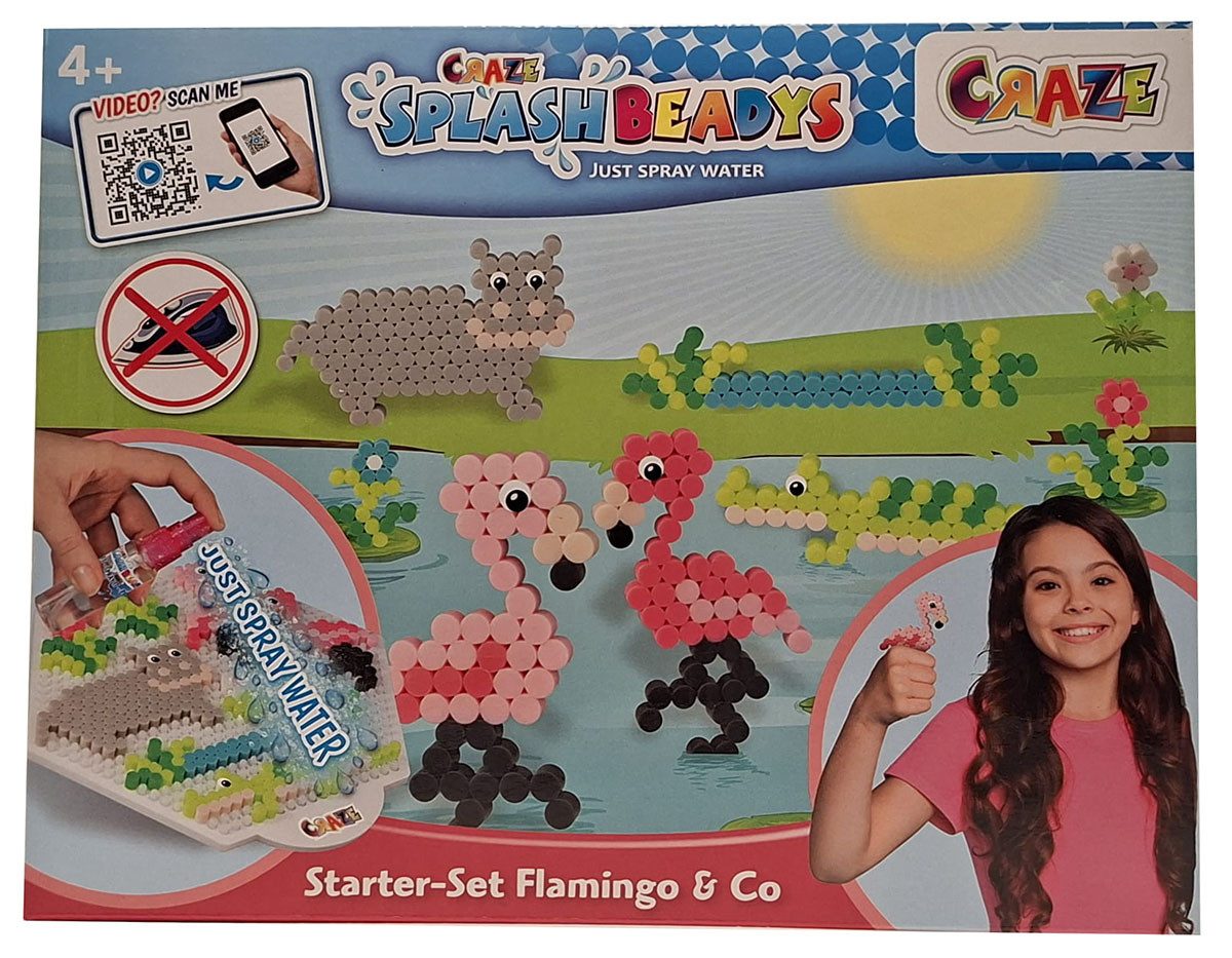 CRAZE Kreativset CRAZE 20579 Splash Beadys - Flamingo - bunte Steckperlen, Wasserperlen