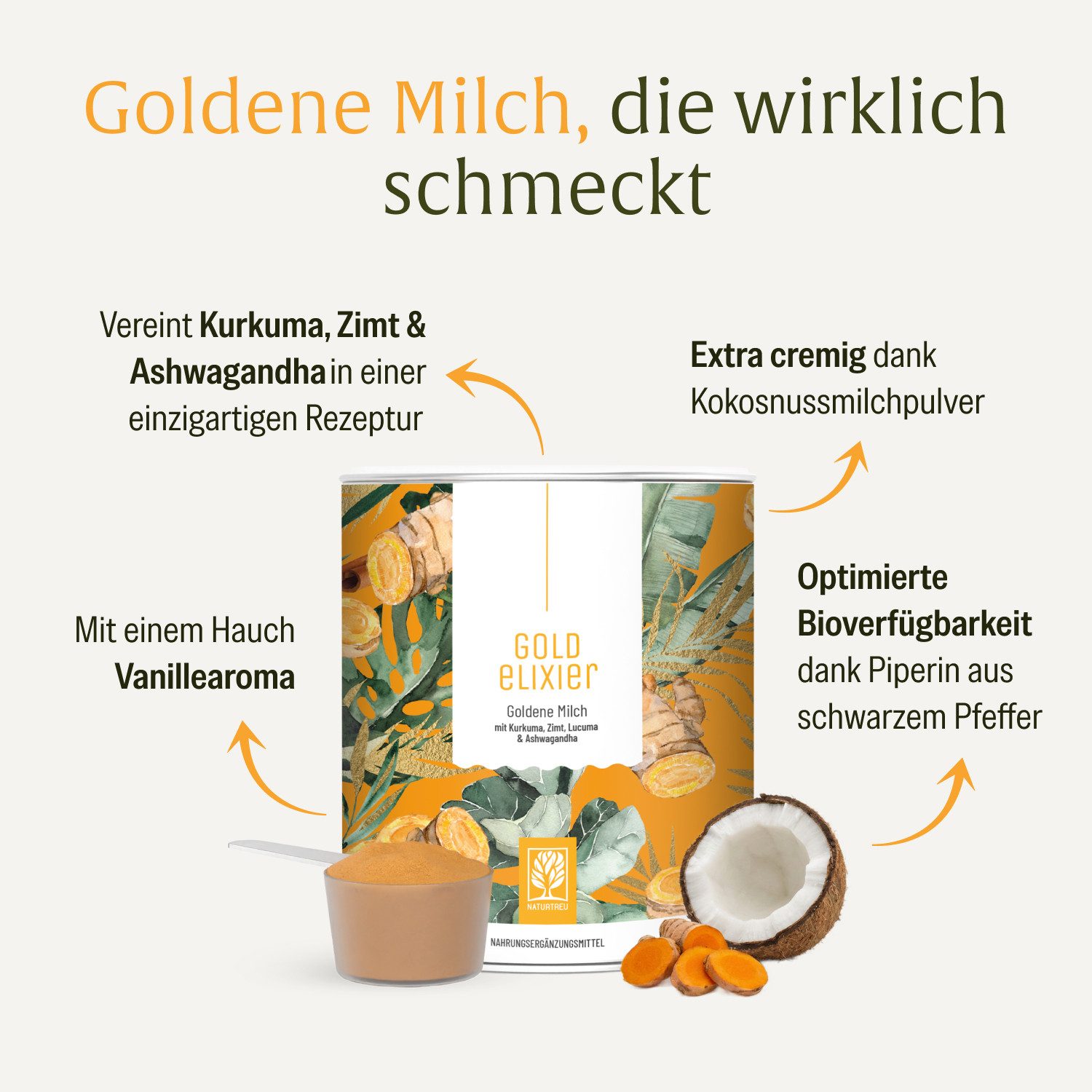 Naturtreu GOLDELIXIER Serum, Frei von Parabenen und Silikonen