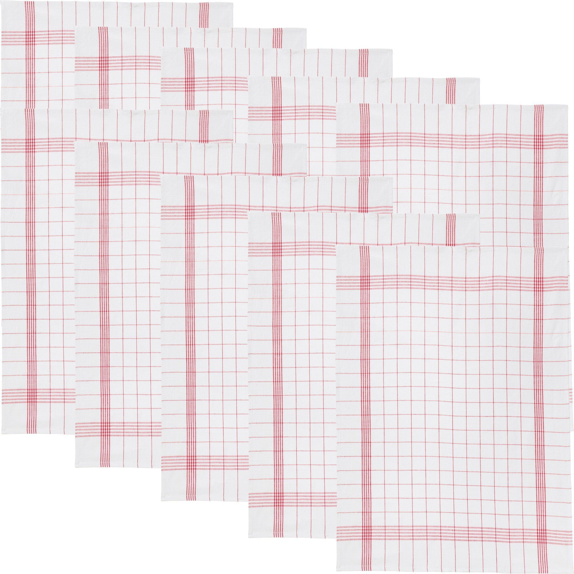 Erwin Müller Geschirrtuch Halbleinen (10-tlg), Geschirrtuch Karo 10er-Pack, rot