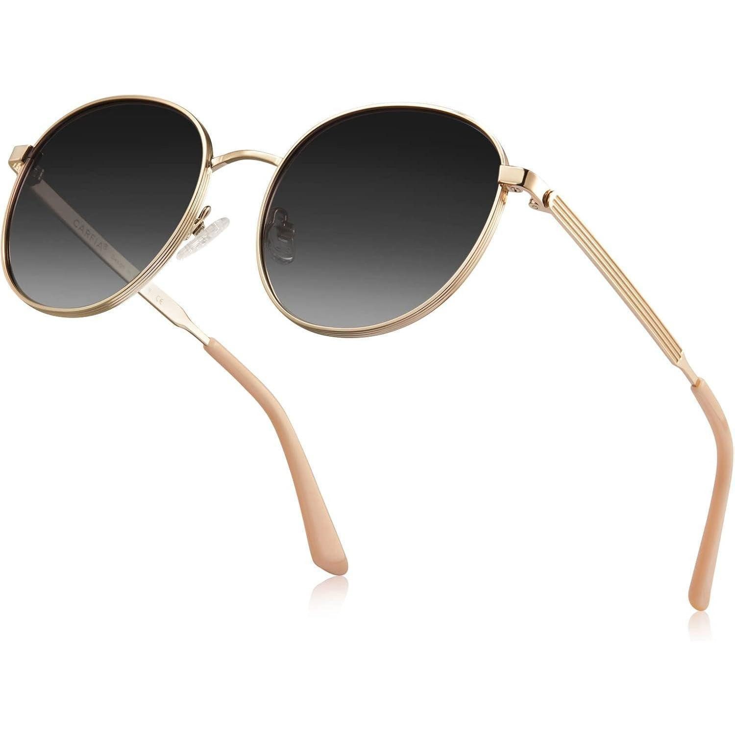 LuxusKollektion Retrosonnenbrille Sonnenbrille Retro Rund Blaulichtfilter V-gold/grau Verlauf