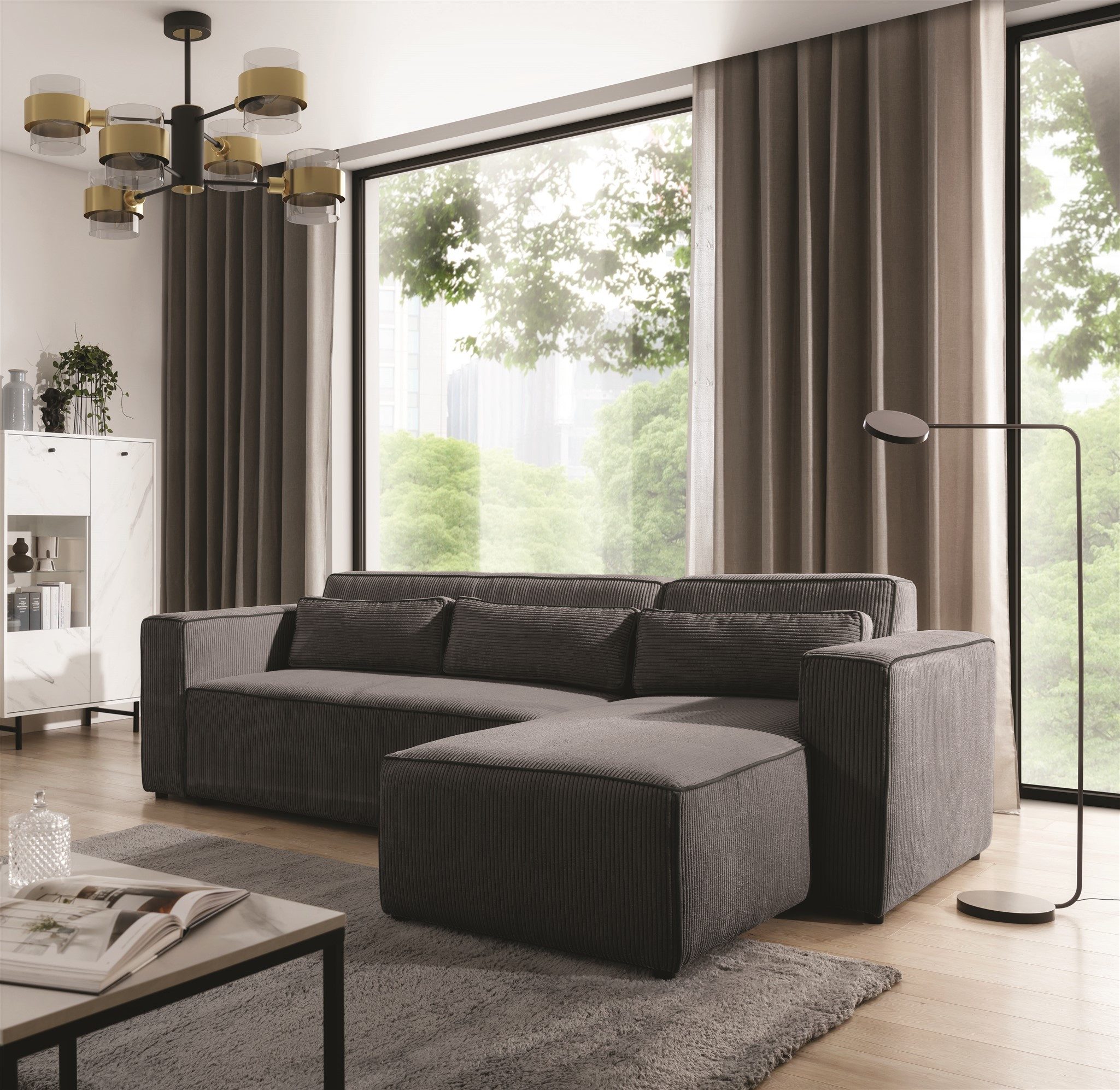 Fun Möbel Ecksofa Schlafsofa WALDO in Stoff, inkl. 3 Rückenkissen, inkl. Schlaffunktion mit Bettkasten