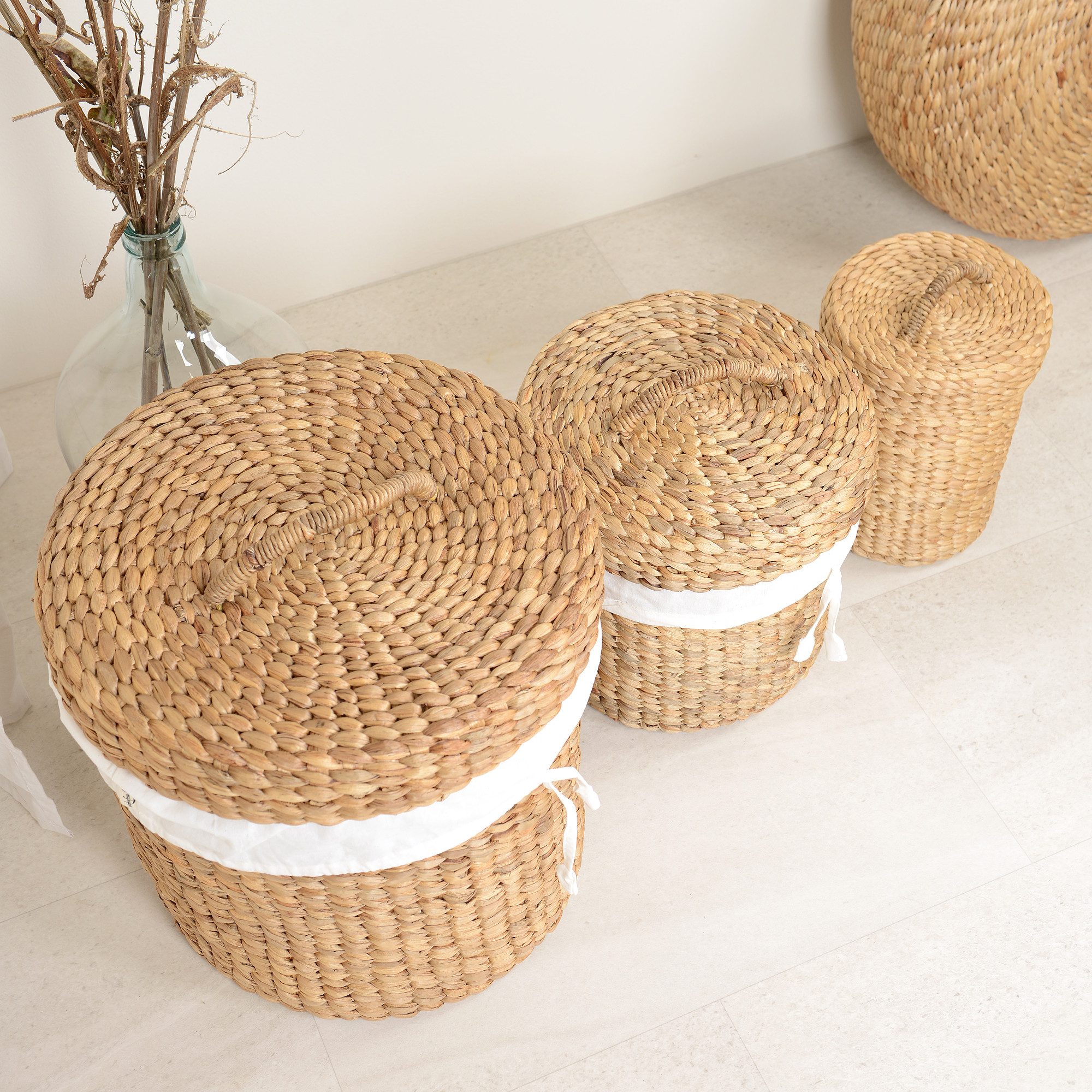 wohnfreuden Allzweckkorb Korb Martis aus Wasserhyazinthe mit Deckel in verschiedenen Größen