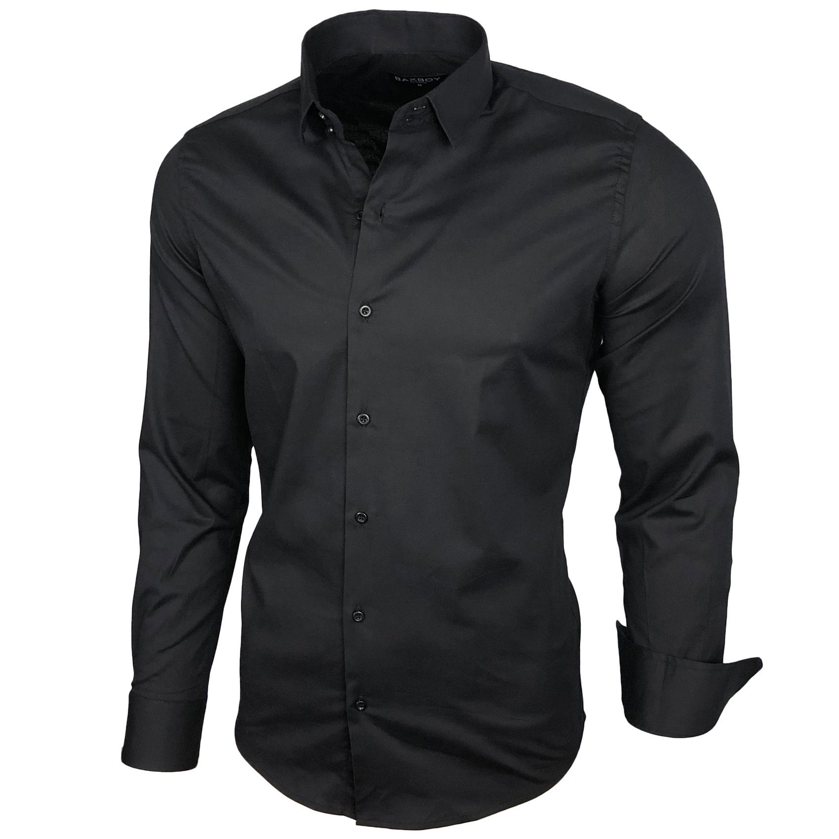 Baxboy Langarmhemd Baxboy Herren Kontrast Hemden Business Freizeit modernes Hemd B-500