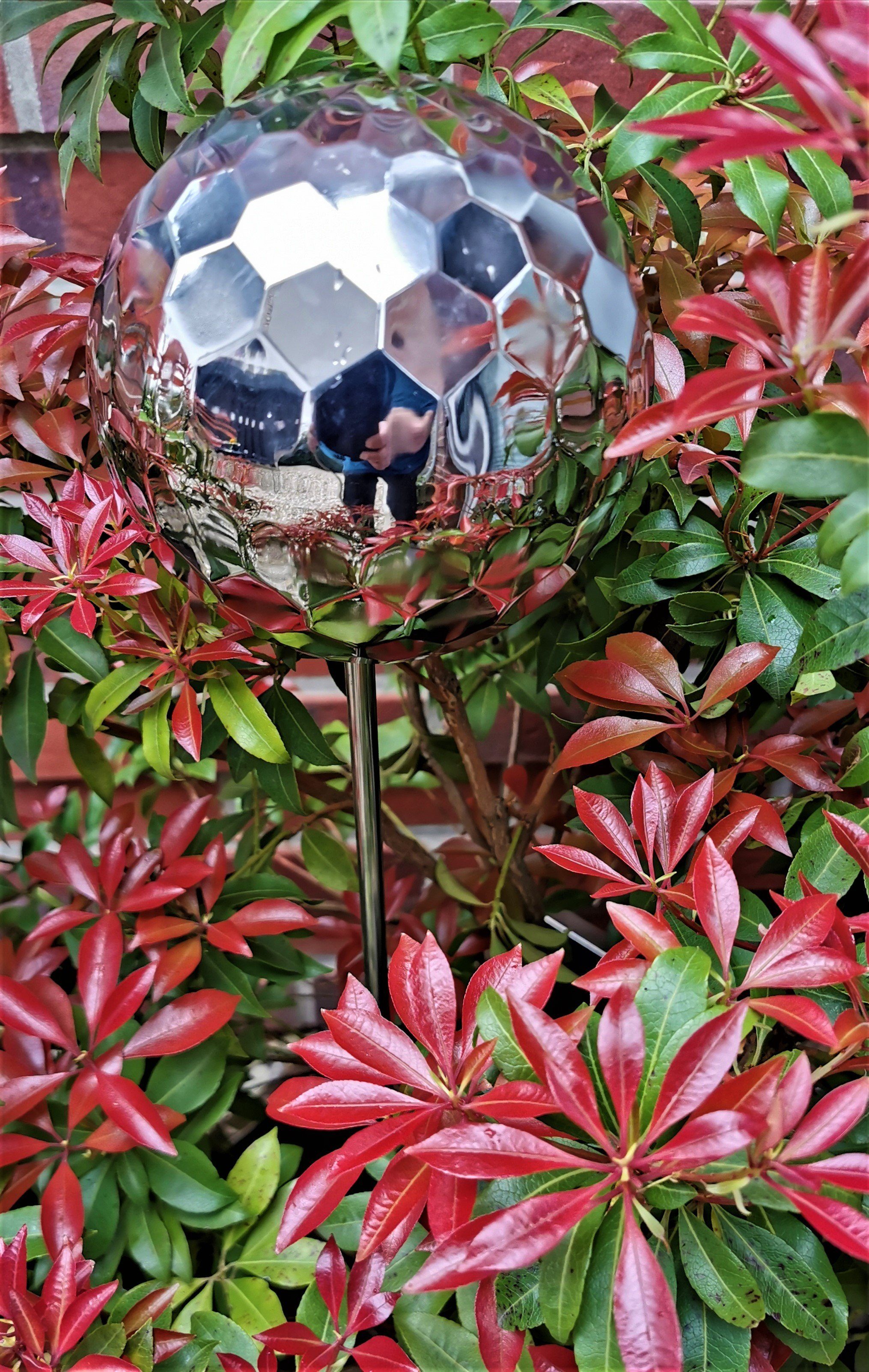 Jürgen Bocker Garten-Ambiente Gartenstecker Rosenkugel Diamond in verschiedenen Größen Edelstahl poliert Kugel mit Stab 80 cm Beetstecker