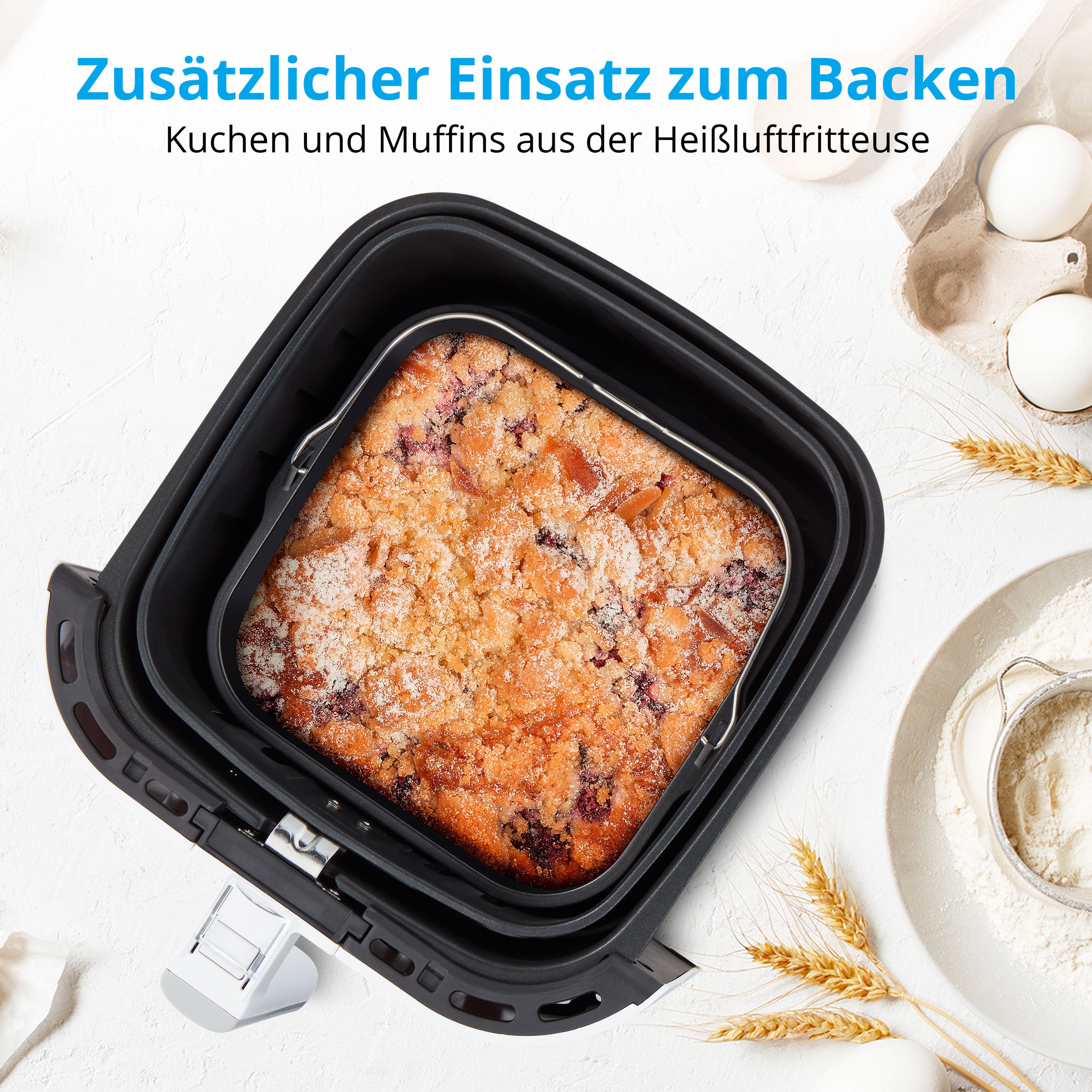 Medion® Heißluftfritteuse MD 11740 E40 XL matt weiß, 2000 W, digitales Bedienfeld, 9 Automatikprogramme – Bild 5 von 5