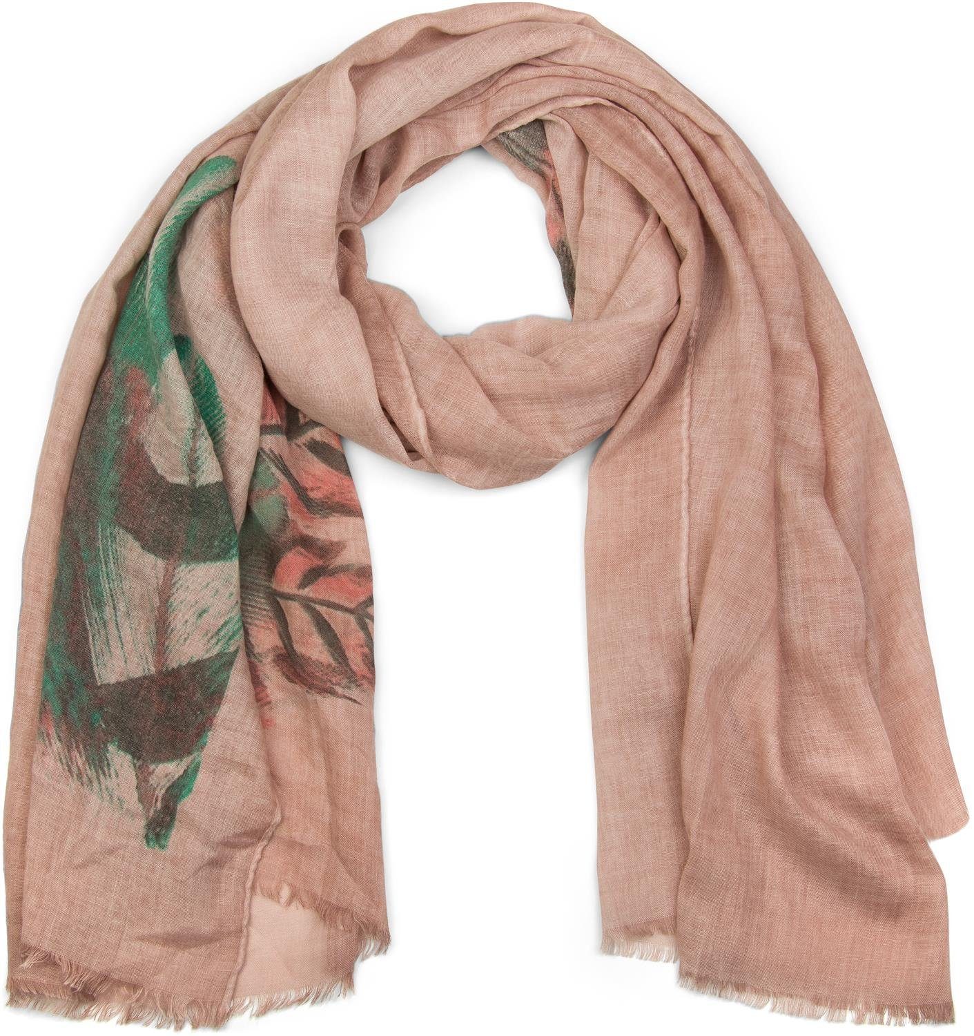 Modeschal Schal mit Boho Federprint