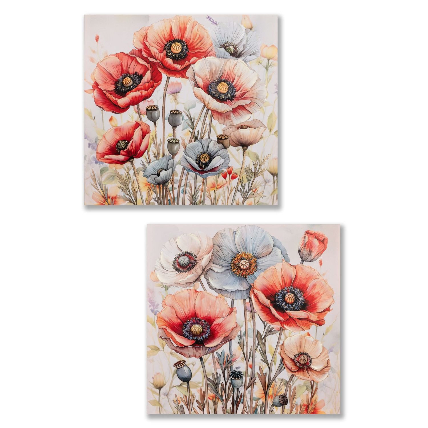 formano Wanddekoobjekt Leinwandbilder, Aquarell-Optik, Mehrfarbig, Motiv: Blumen, Höhe: 60cm