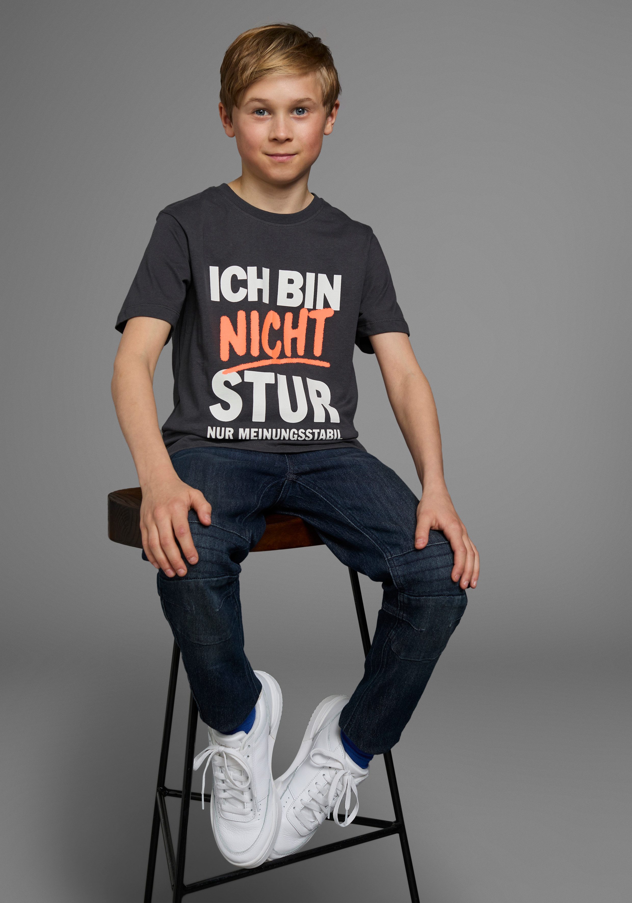 KIDSWORLD T-Shirt ICH BIN NICHT STUR Kurzarm, mit Rundhalsausschnitt, mit trendigem Aufdruck