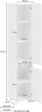 Schildmeyer Hochschrank Cosmo Höhe 164,5 cm, Badezimmerschrank, Blende im modernen Wildeiche-Look