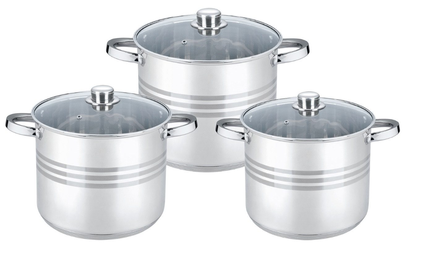 Topf-Set Cheffinger Kochtopf Pfannen Topfset Glasdeckel 6-tlg Induktion