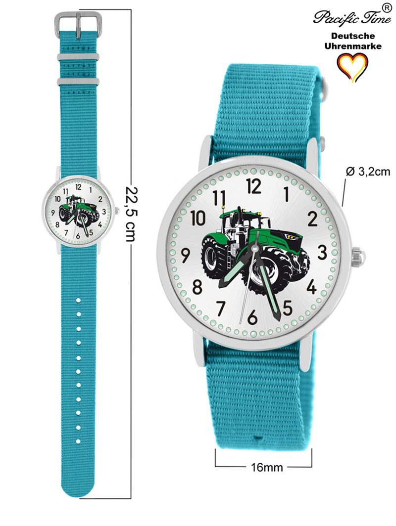 Match Design Quarzuhr Traktor Wechselarmband, hellblau - und Kinder Gratis Versand Time Mix grün Pacific Armbanduhr