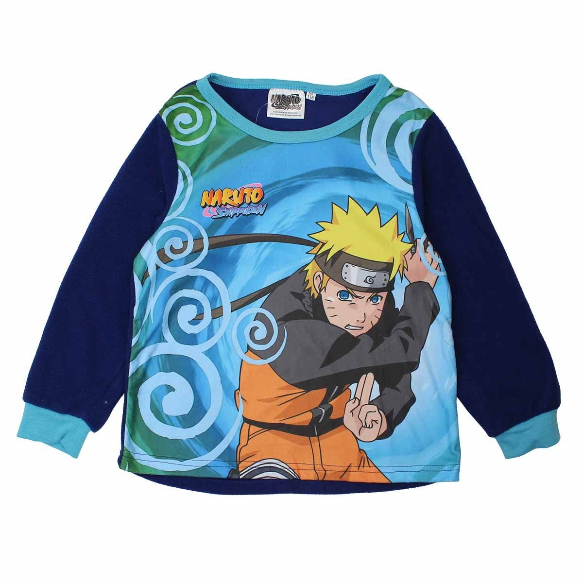 Anime Naruto Shippuden Dunkelblau Langarm bis 116 Pyjama Jungen 152 Fleece Schlafanzug Gr. Naruto