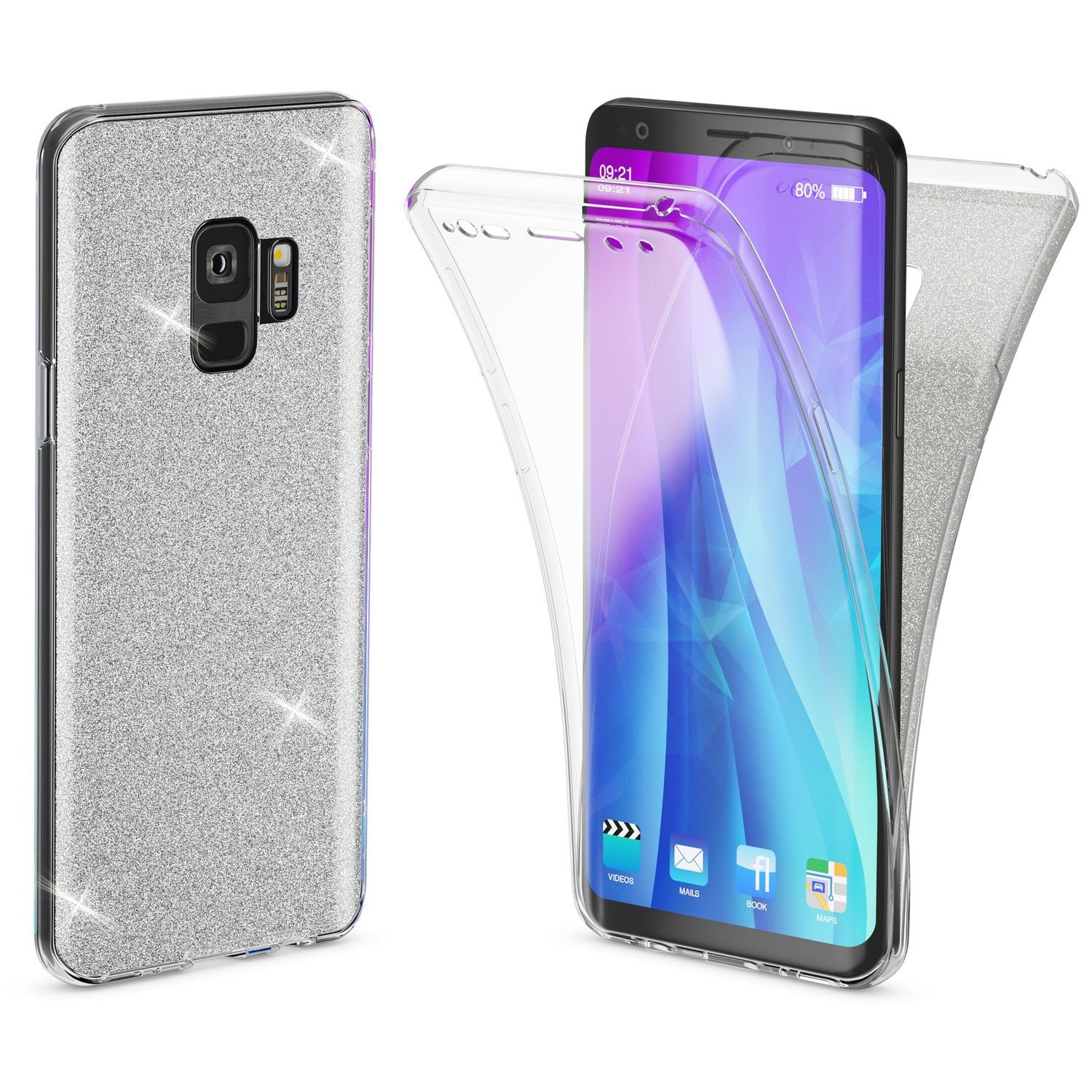 Dual-Layer 360 Grad Durchsichtig TPU Fester Farbe Kratzfest Schutzhülle für Samsung S7 CESTOR Handytasche für Samsung Galaxy S7 Ultra-Weiche Clear Silikon Dunkel Grauen 