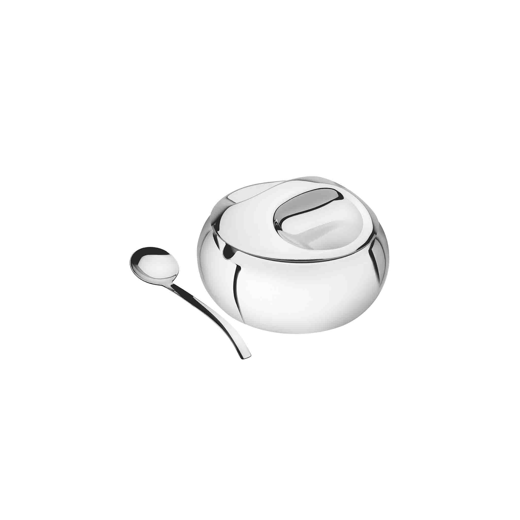 Tramontina Zuckerdose CHÁ E CAFÉ rostfreier Edelstahl, inkl. Löffel, Edelstahl, (1 x Zuckerdose, 1 x Löffel, 1 x Deckel), Spülmaschinenfest, rostfrei
