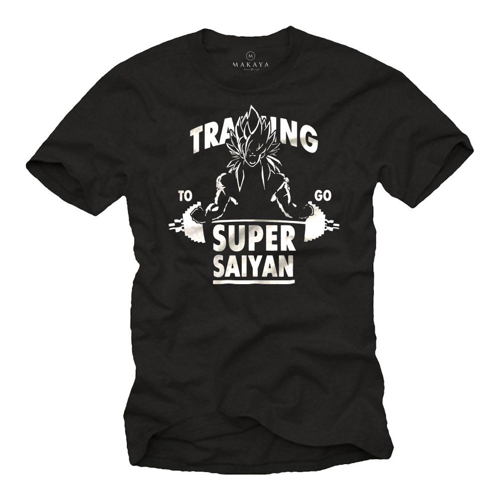 MAKAYA Print-Shirt Männer Training GYM T-Shirt Bodybuilding Top Herren Sport Fitness mit Druck