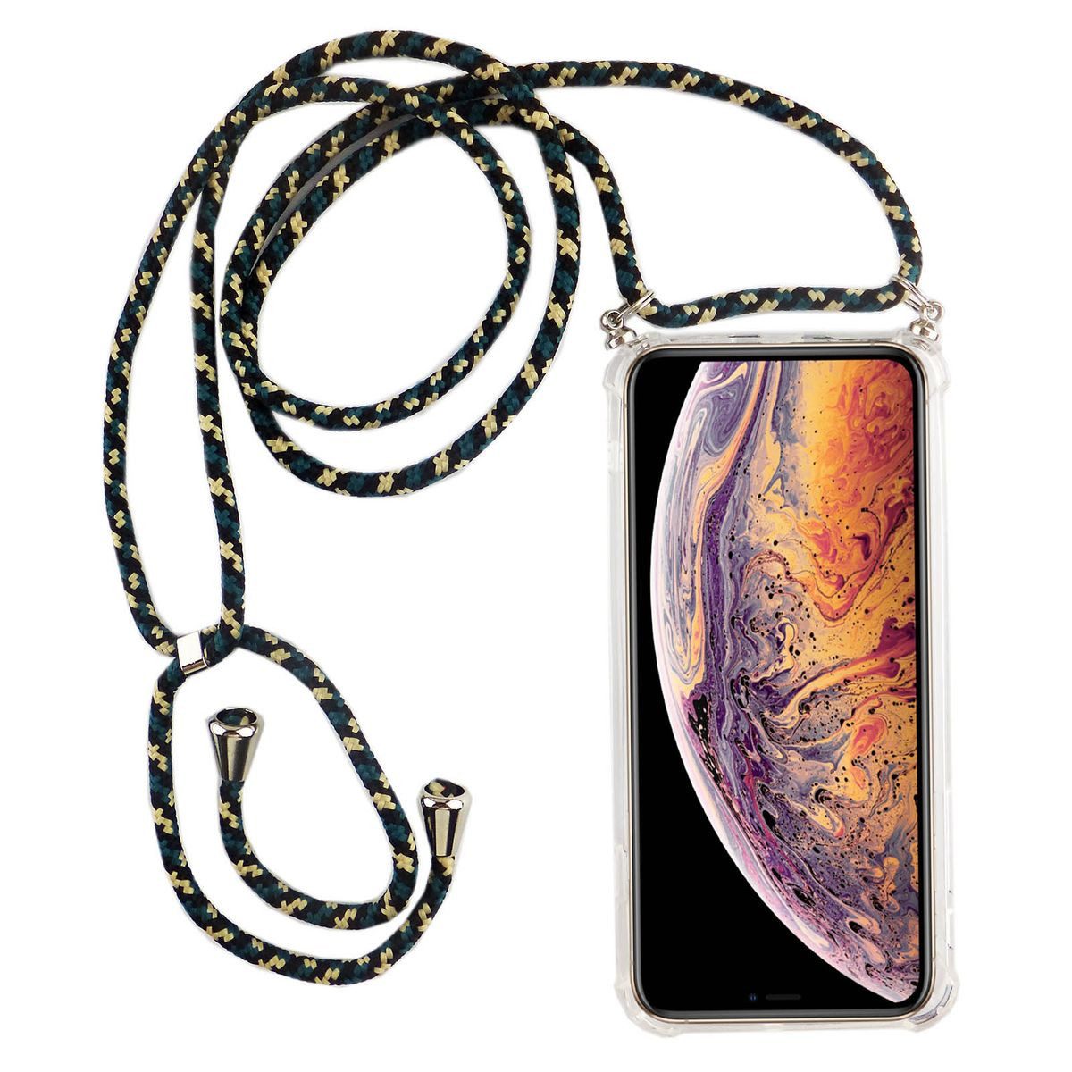 König Design Handyhülle Apple iPhone XR, Apple iPhone XR Handykette Handyhülle Umhängetasche Transparent