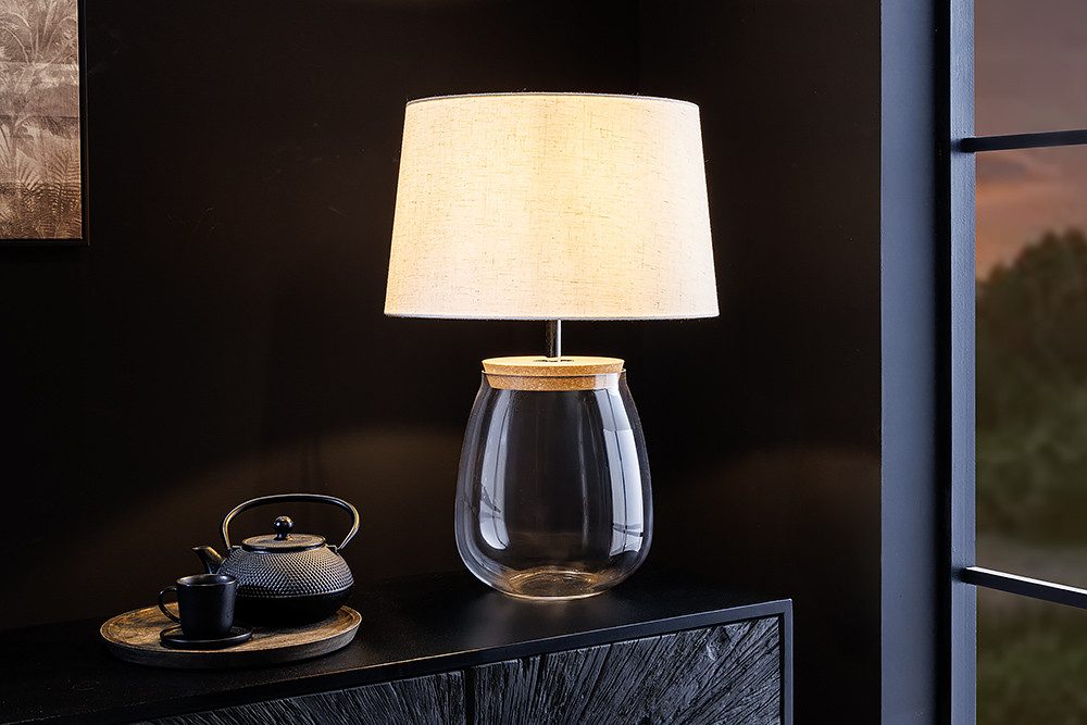 riess-ambiente Tischleuchte CLASSICO 60cm weiß / transparent · Tischlampe mit befüllbarem Glas-Fuß, Ein-/Ausschalter, ohne Leuchtmittel, Wohnzimmer · mit Leinenschirm · Dekoration · Landhausstil · Design