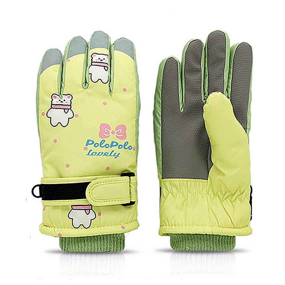 DÖRÖY 6-12 warme Jahre grün Kinder, für für Skihandschuhe Winter-Skihandschuhe Handschuhe